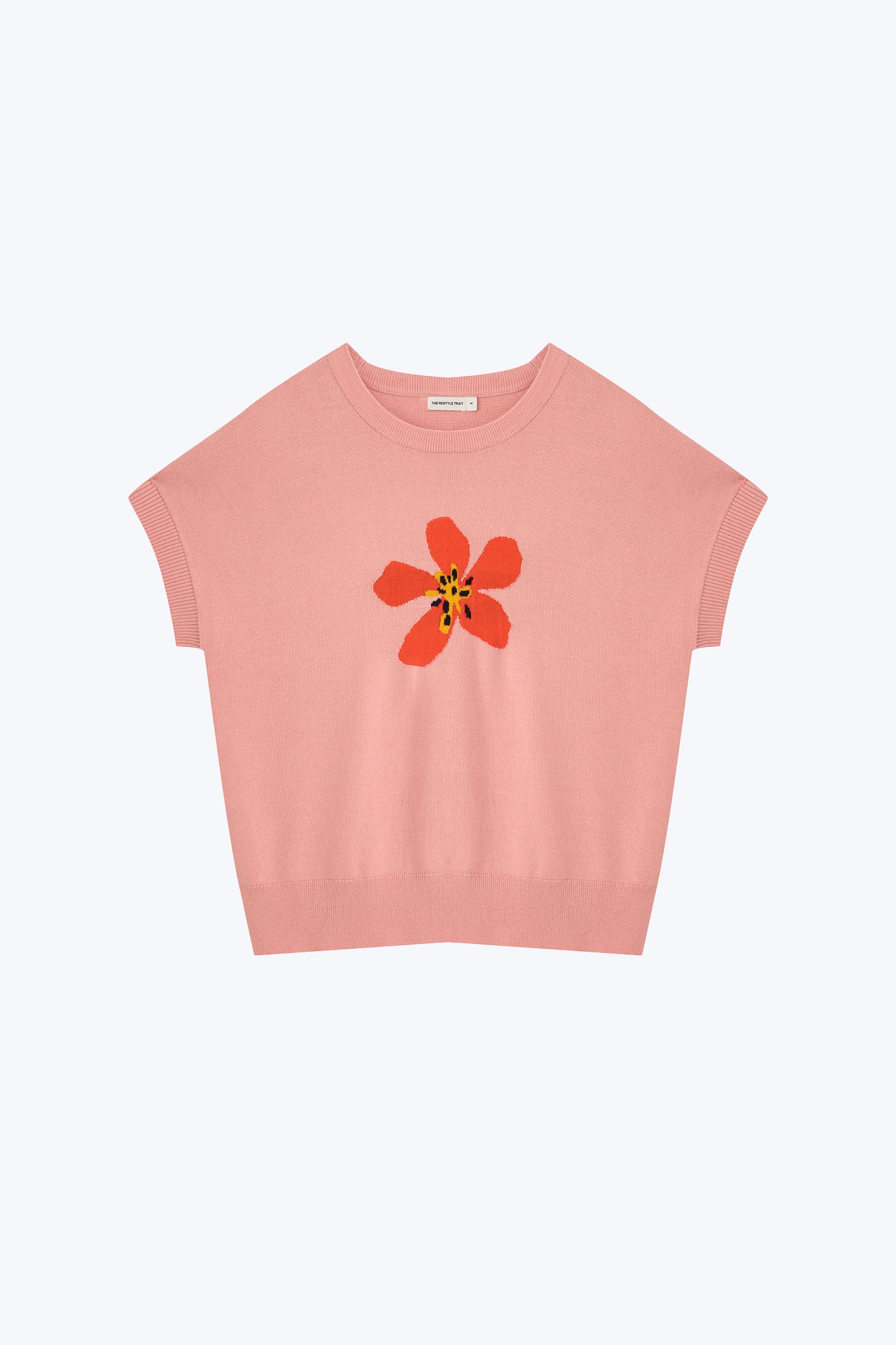 Knitted Floral Top - Blush
