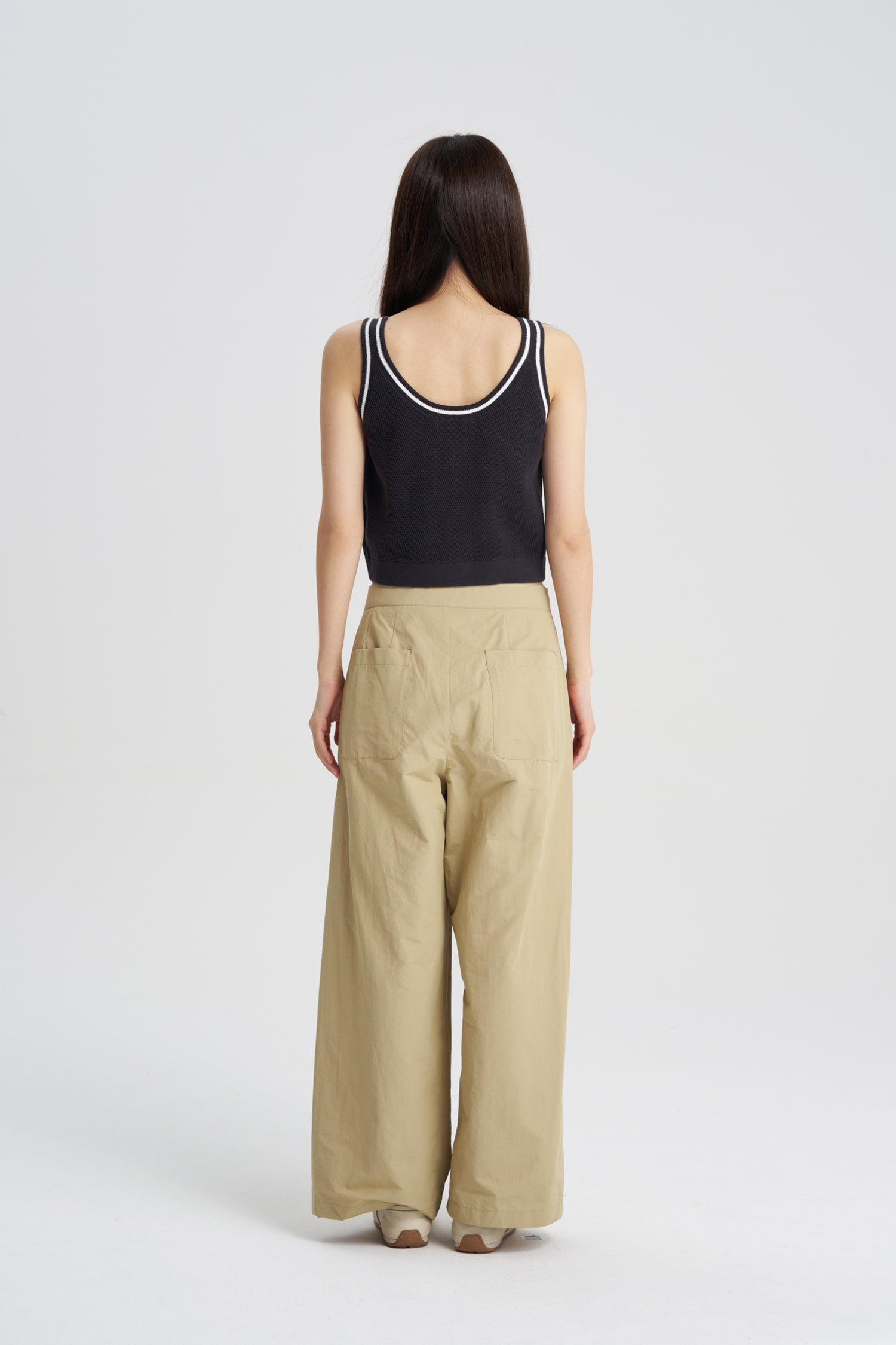 Knitted Contrast Top - Charcoal