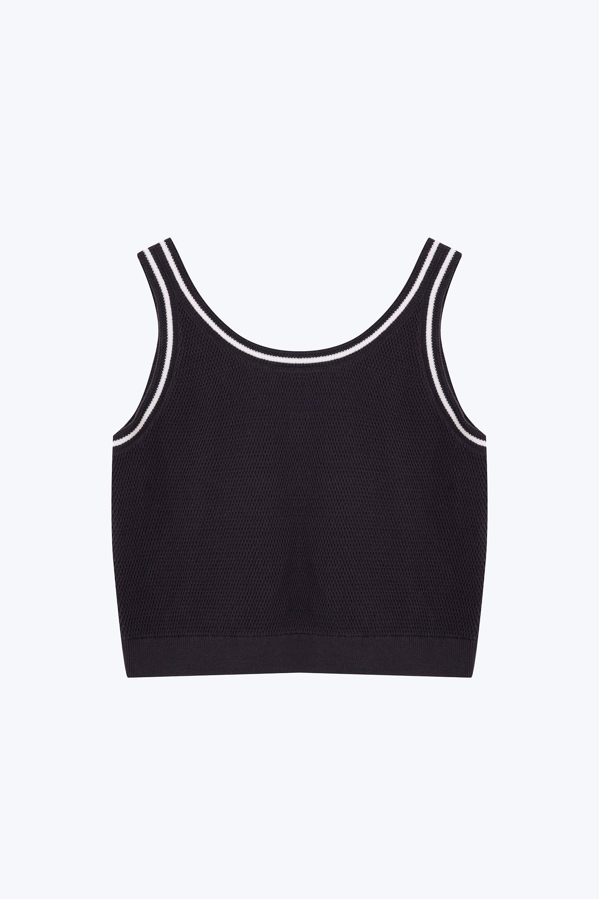 Knitted Contrast Top - Charcoal