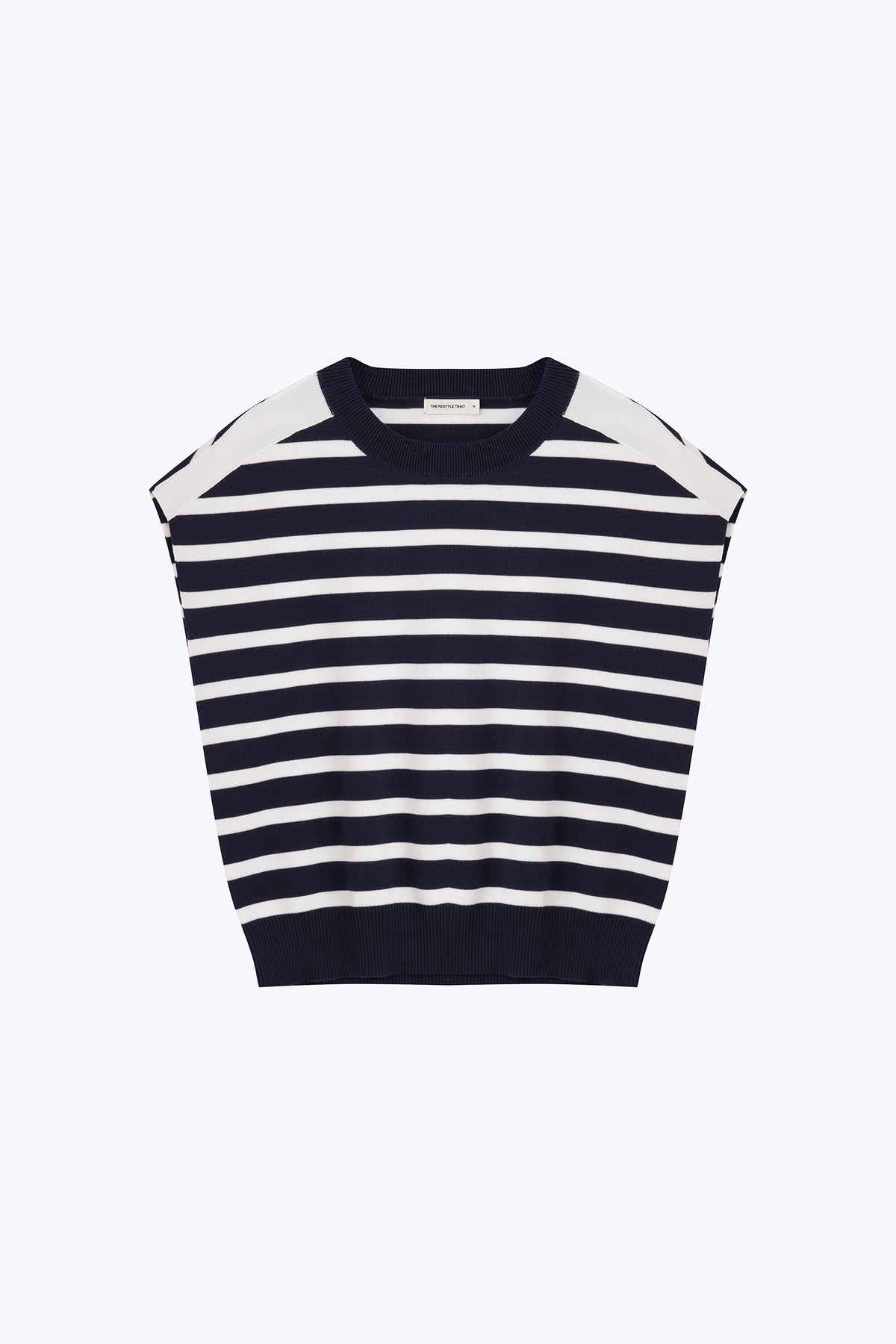 Knitted Striped Top - Navy