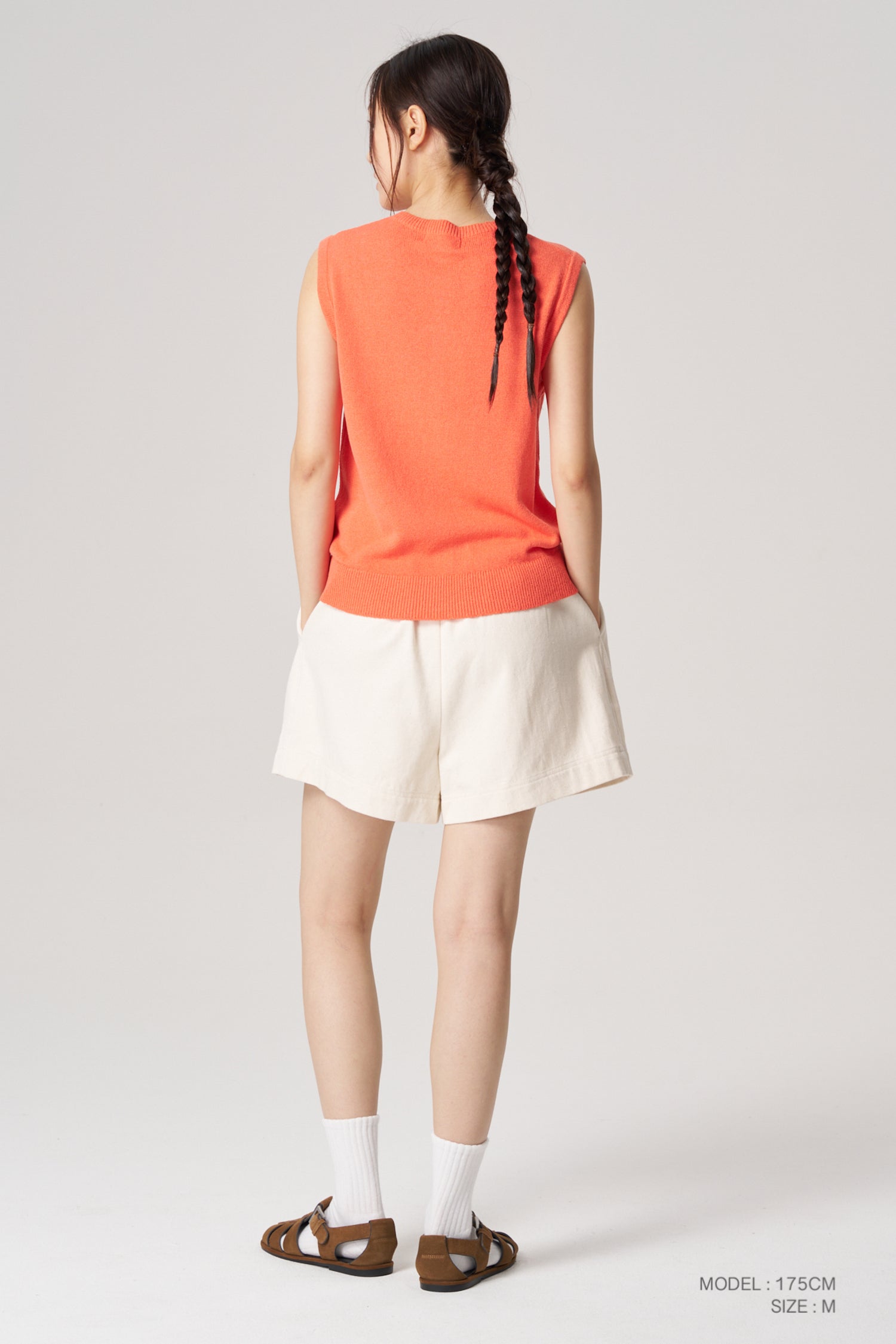 Knitted Button Vest - Coral