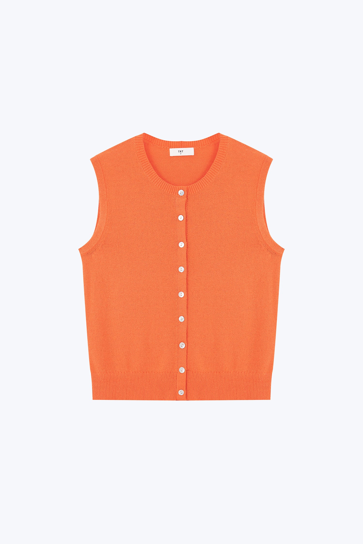 Knitted Button Vest - Coral