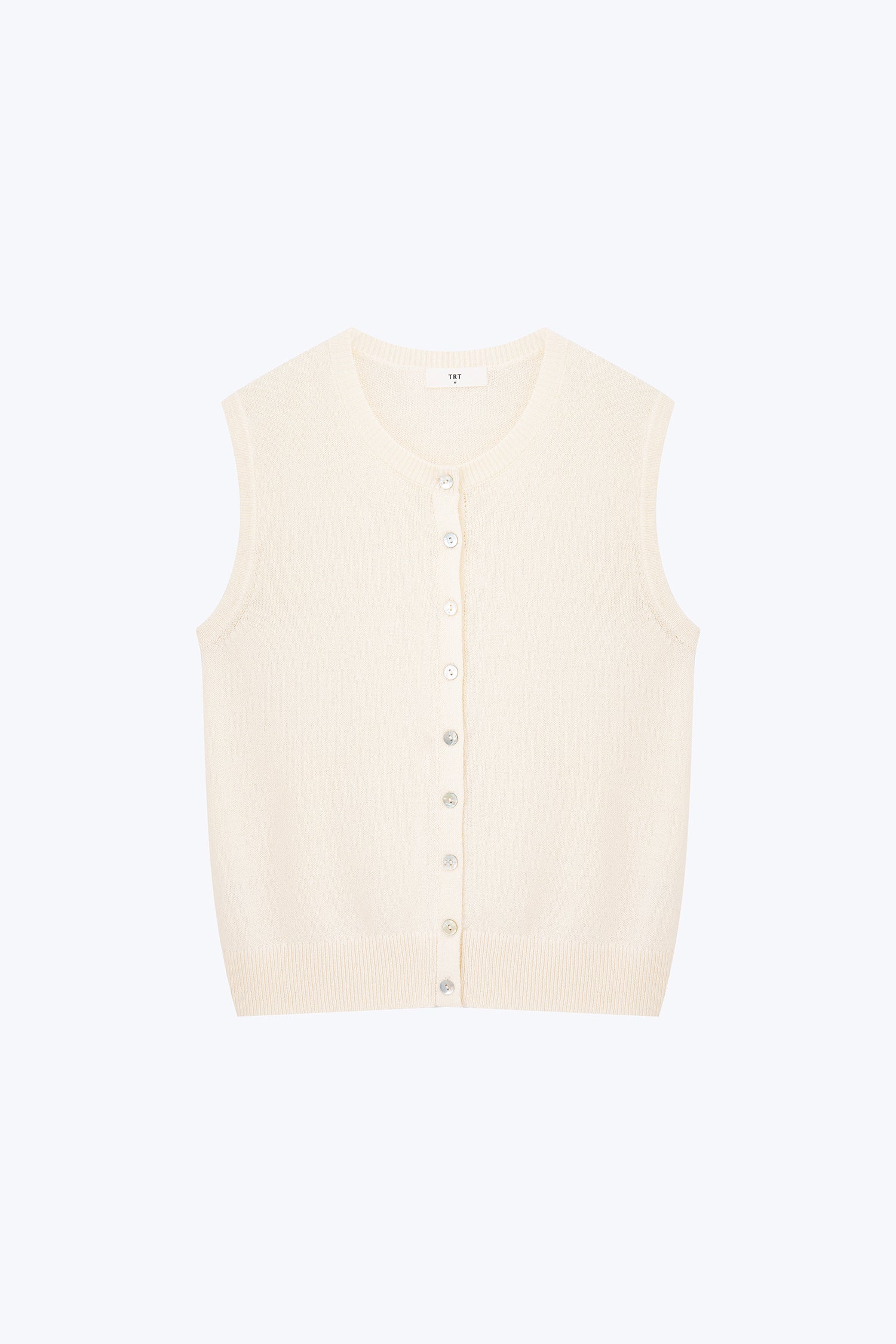 Knitted Button Vest - Ecru