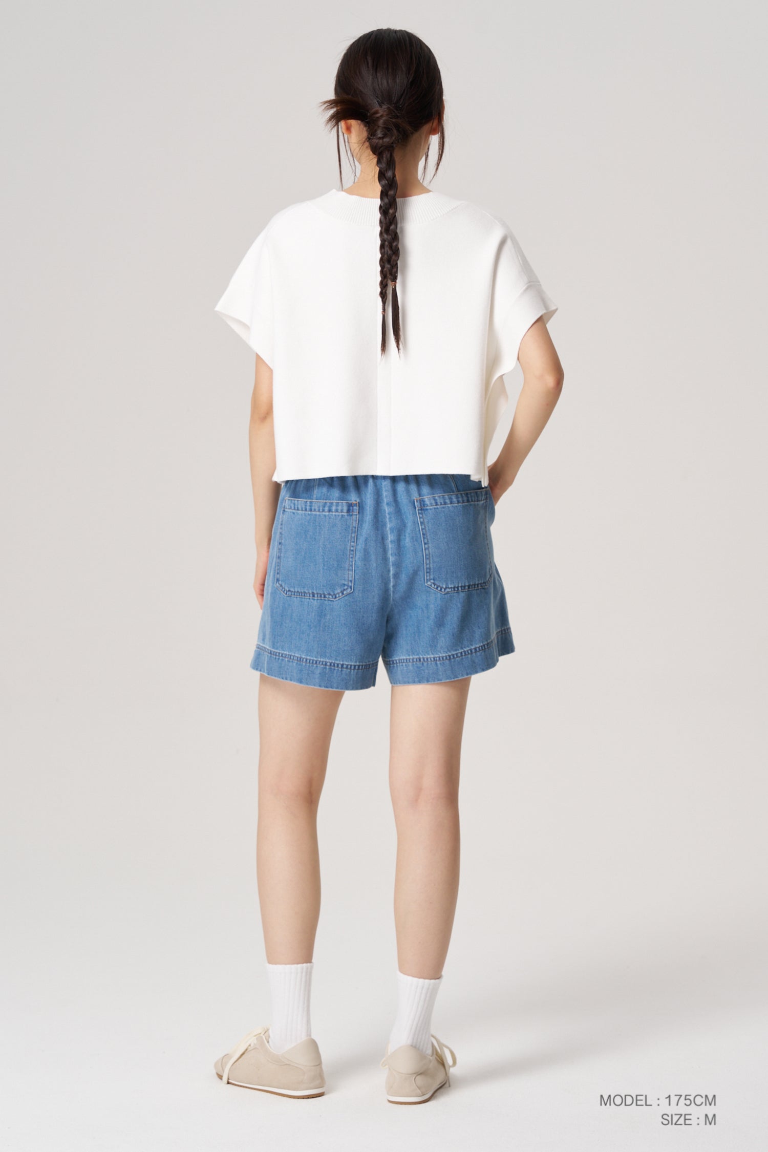 Knitted V-Neck Top - Cream