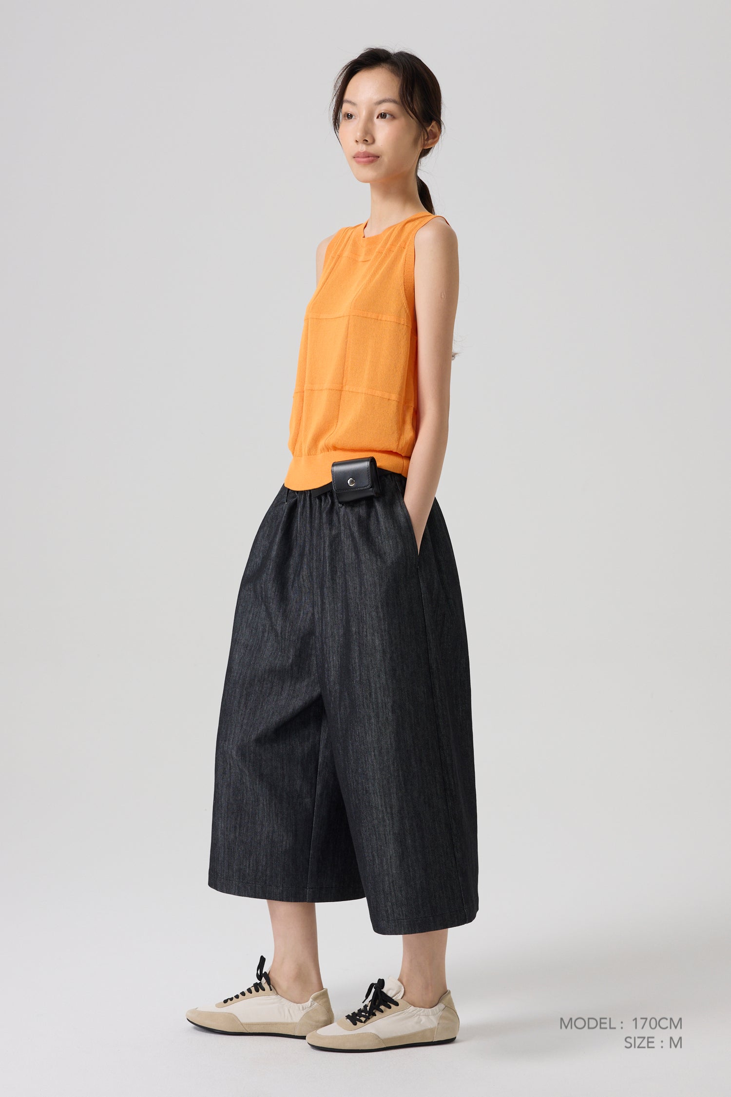 Knitted Grid Top - Orange