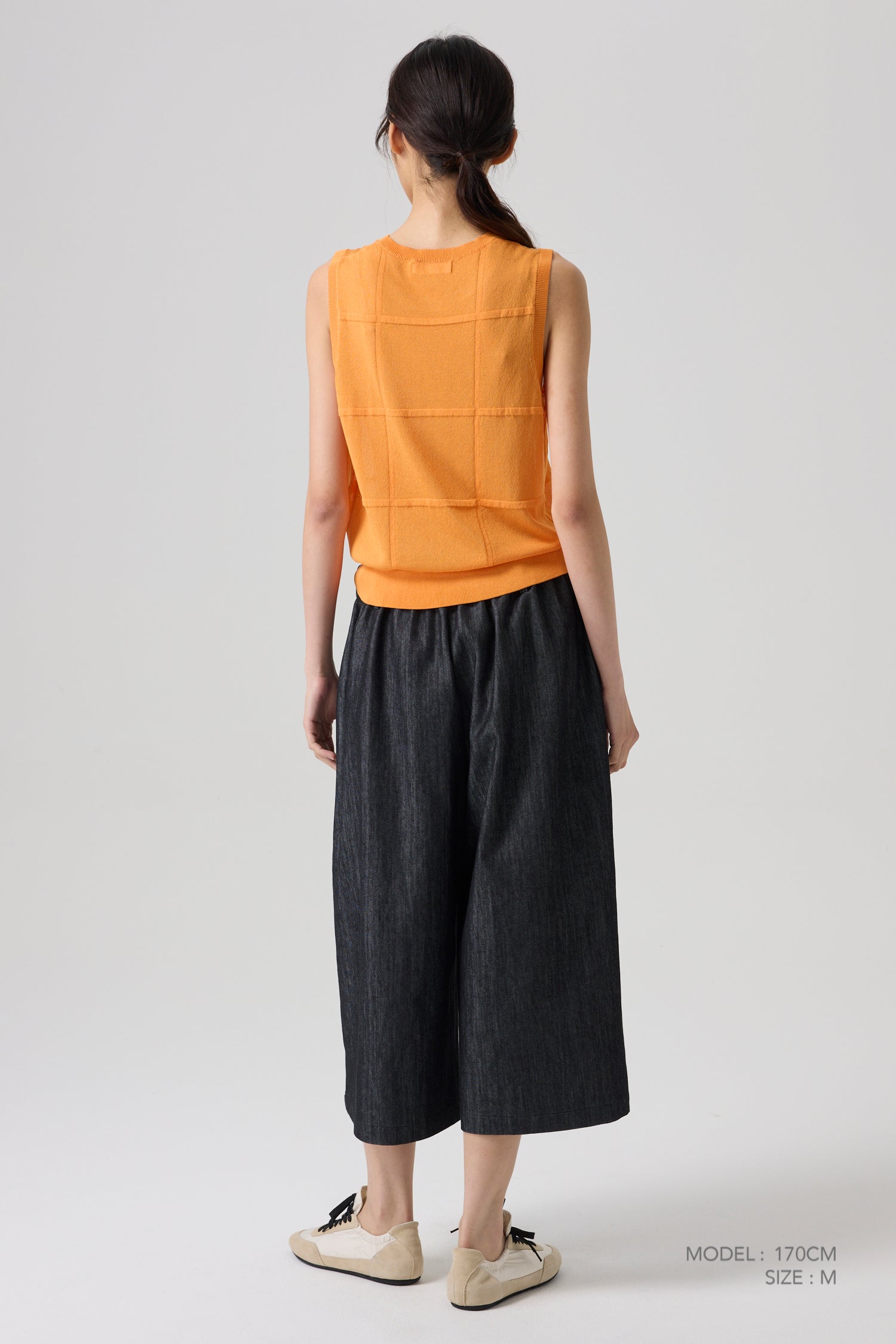 Knitted Grid Top - Orange