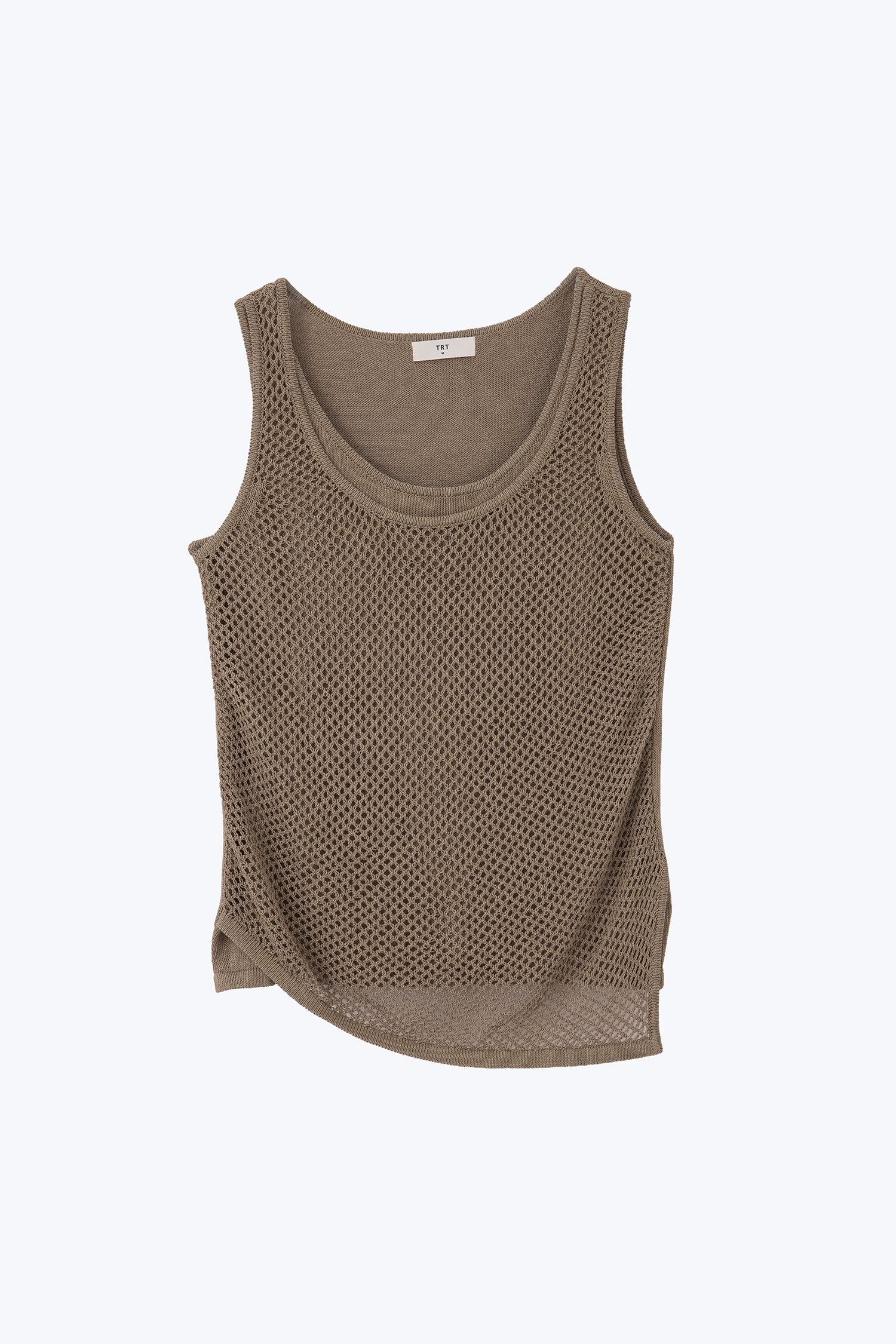 Knitted Mesh Sleeveless Top - Khaki Brown