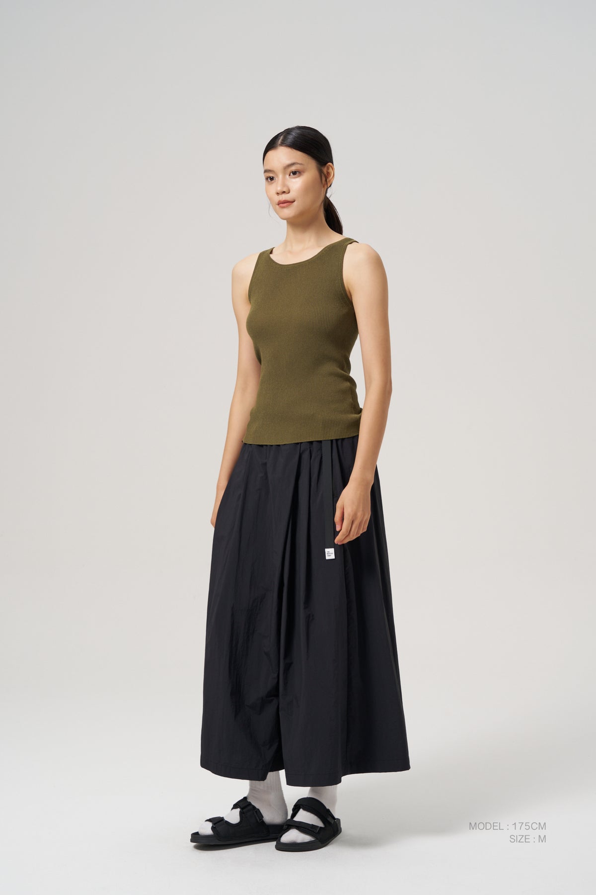Knitted Ribbed Camisole - Army Green