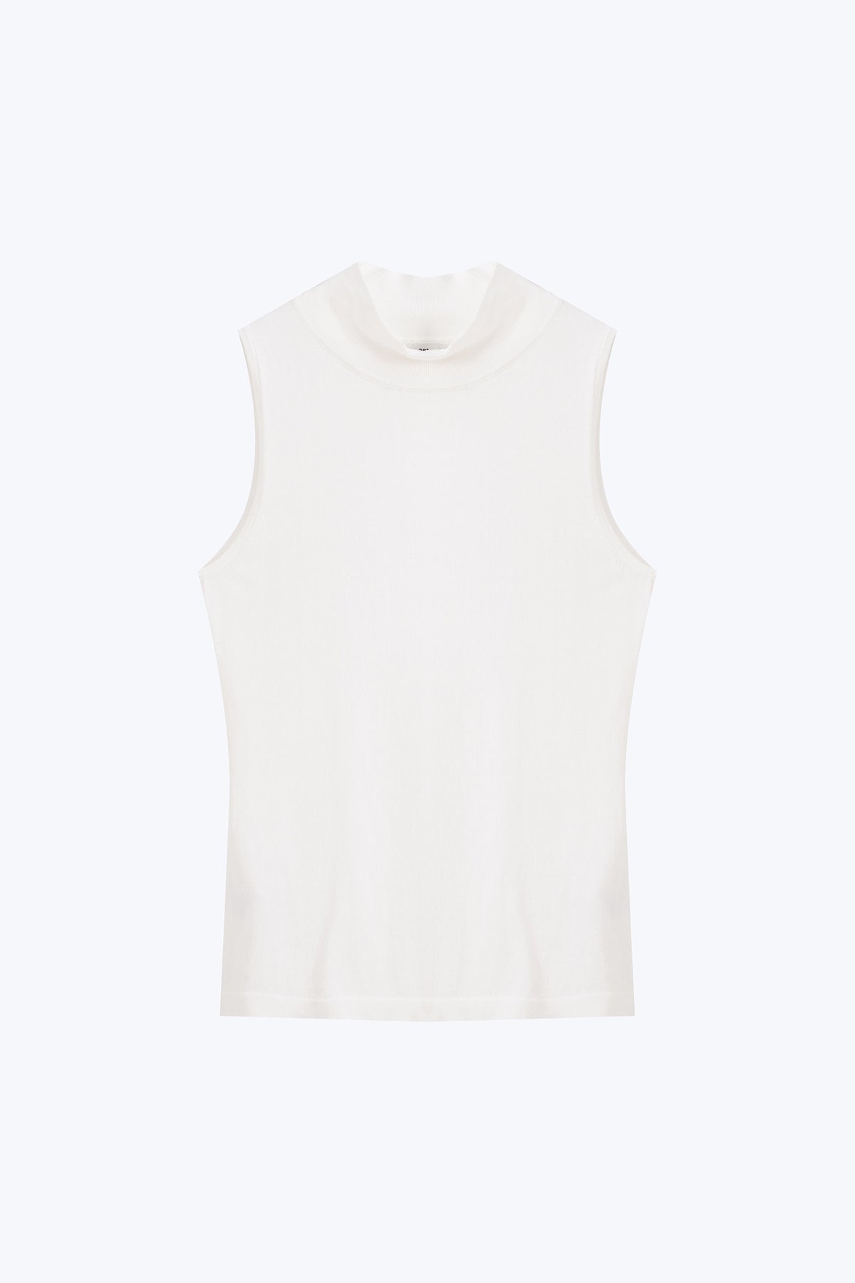 Knitted Ribbed Collar Top - Cream