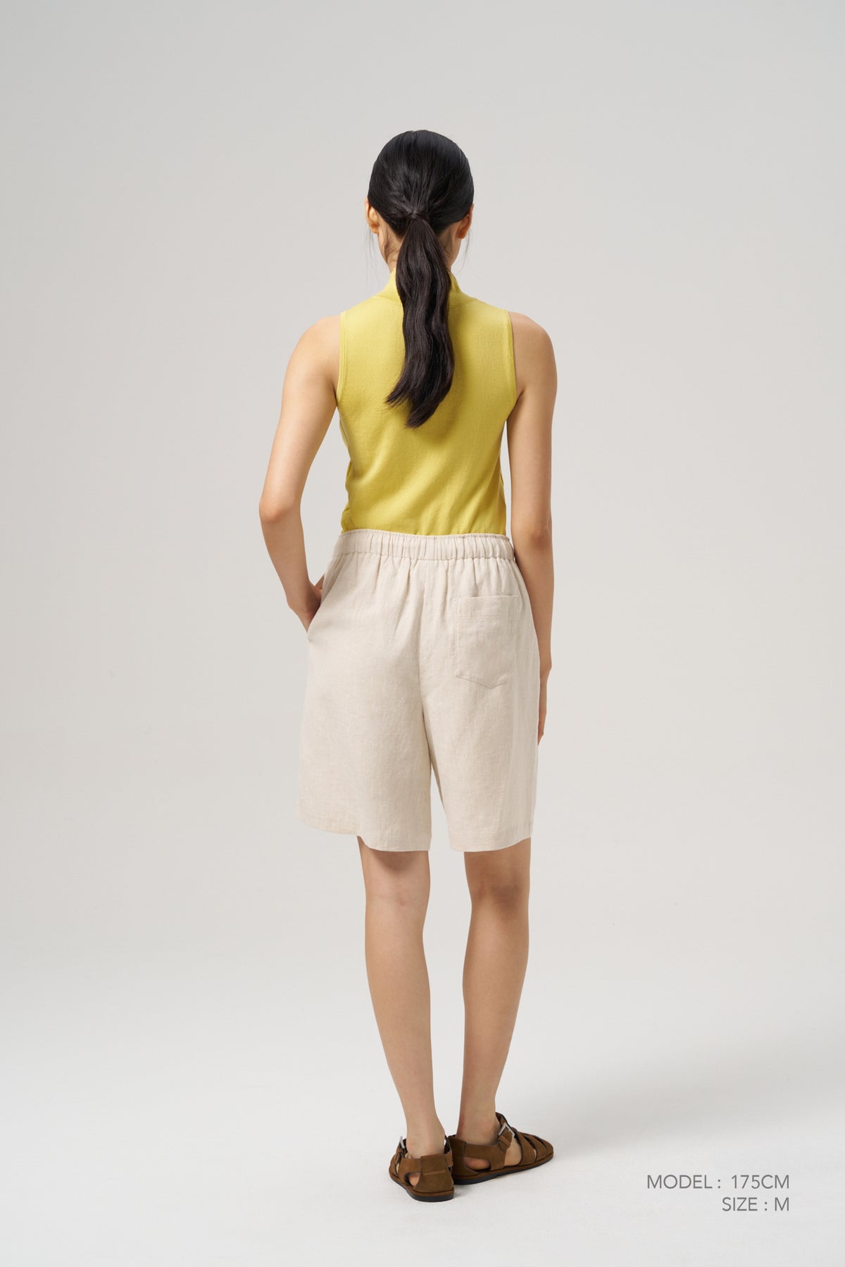 Knitted Ribbed Collar Top - Lemon