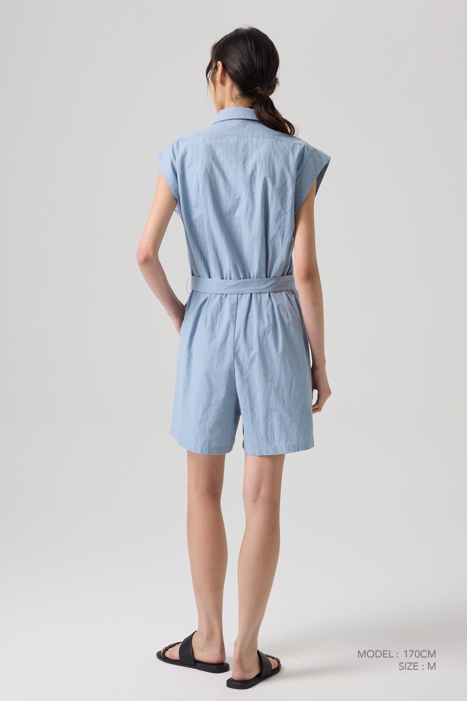 Button Up Jumpsuit - Grey Blue