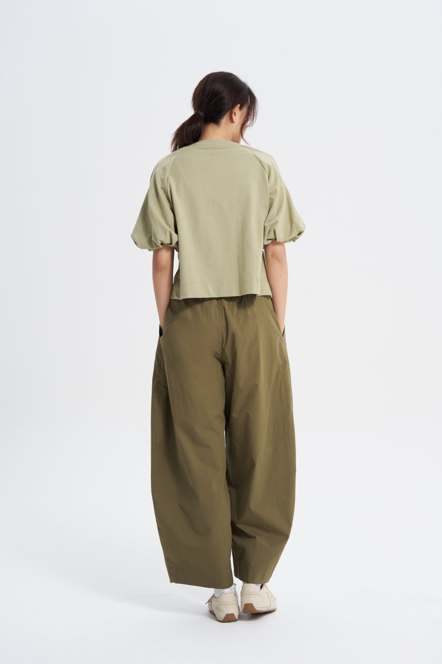 Paperbag Balloon Pants - Khaki Green