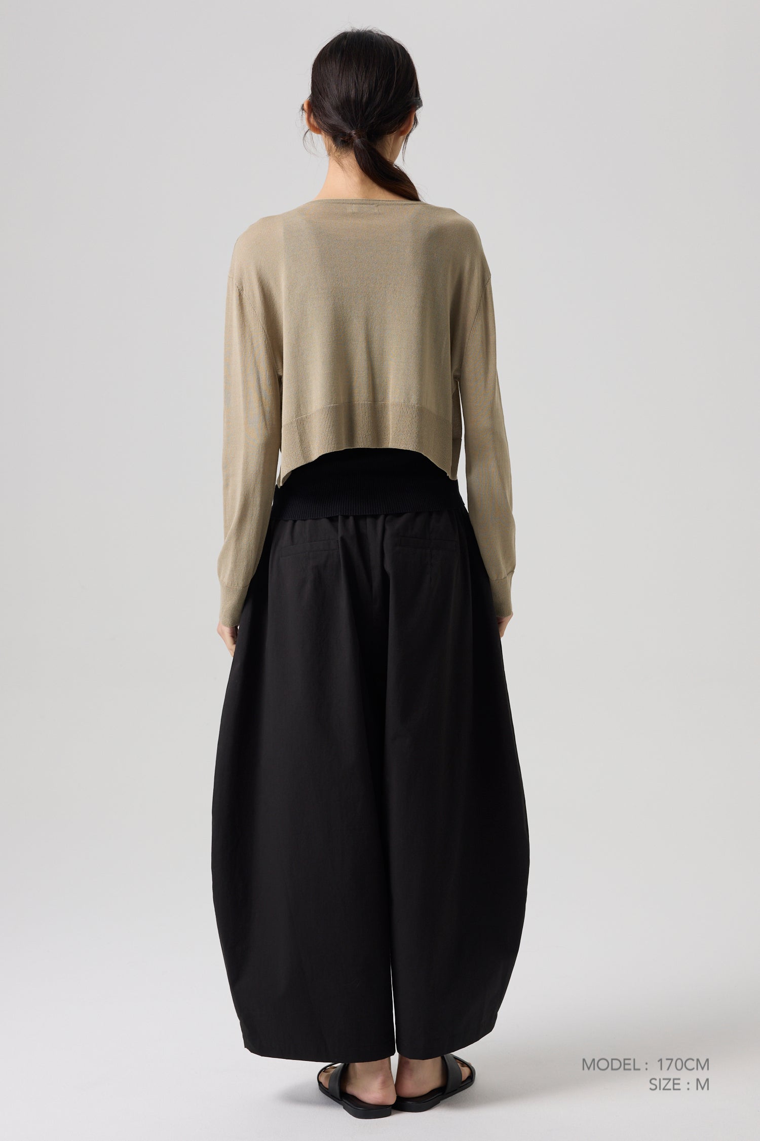 Elastic Waist Cocoon Trousers - Black