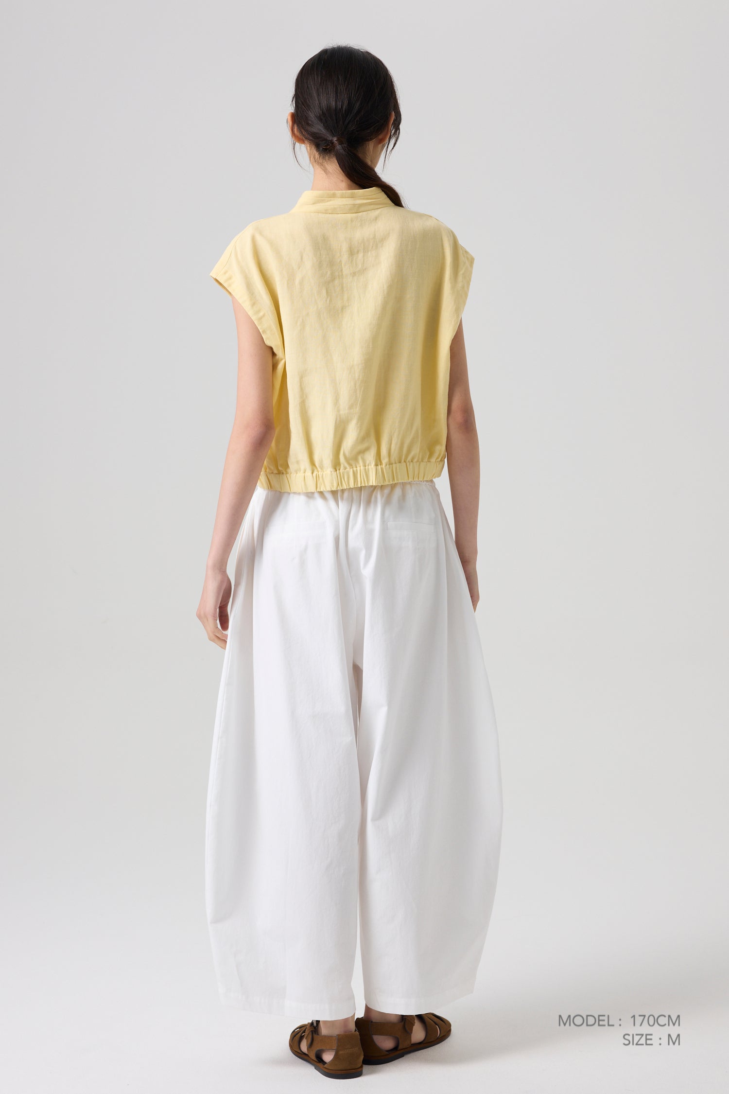 Elastic Waist Cocoon Trousers - Cream