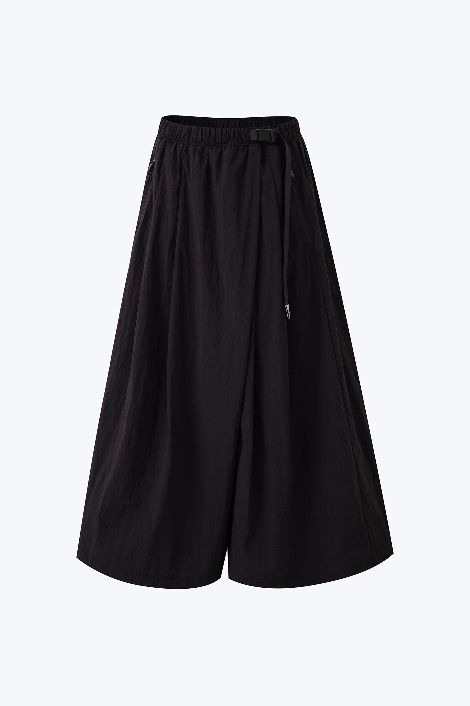 Pleated Overlap Trousers - Black