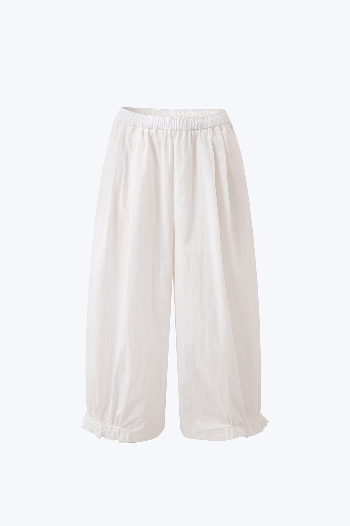 Ruffle Hem Balloon Trousers - Cream