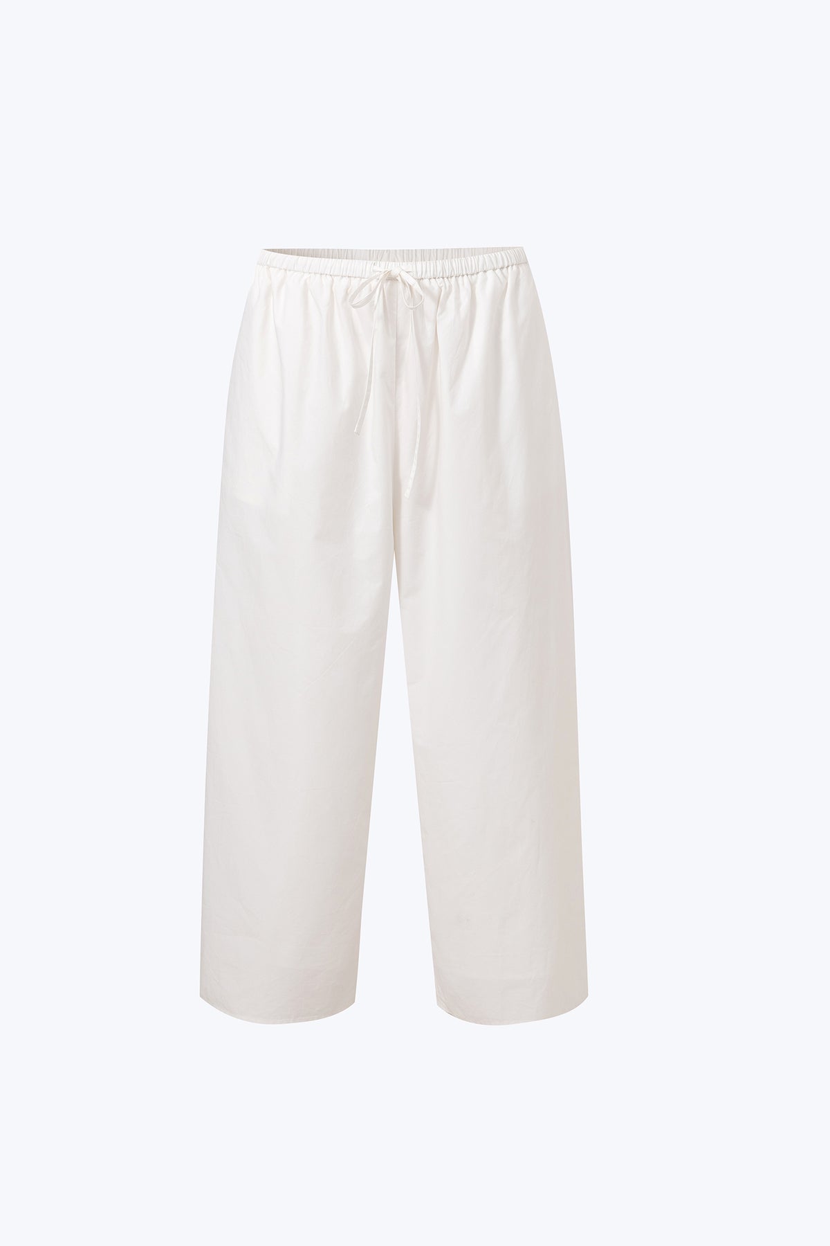Drawstring Straight Trousers - Cream