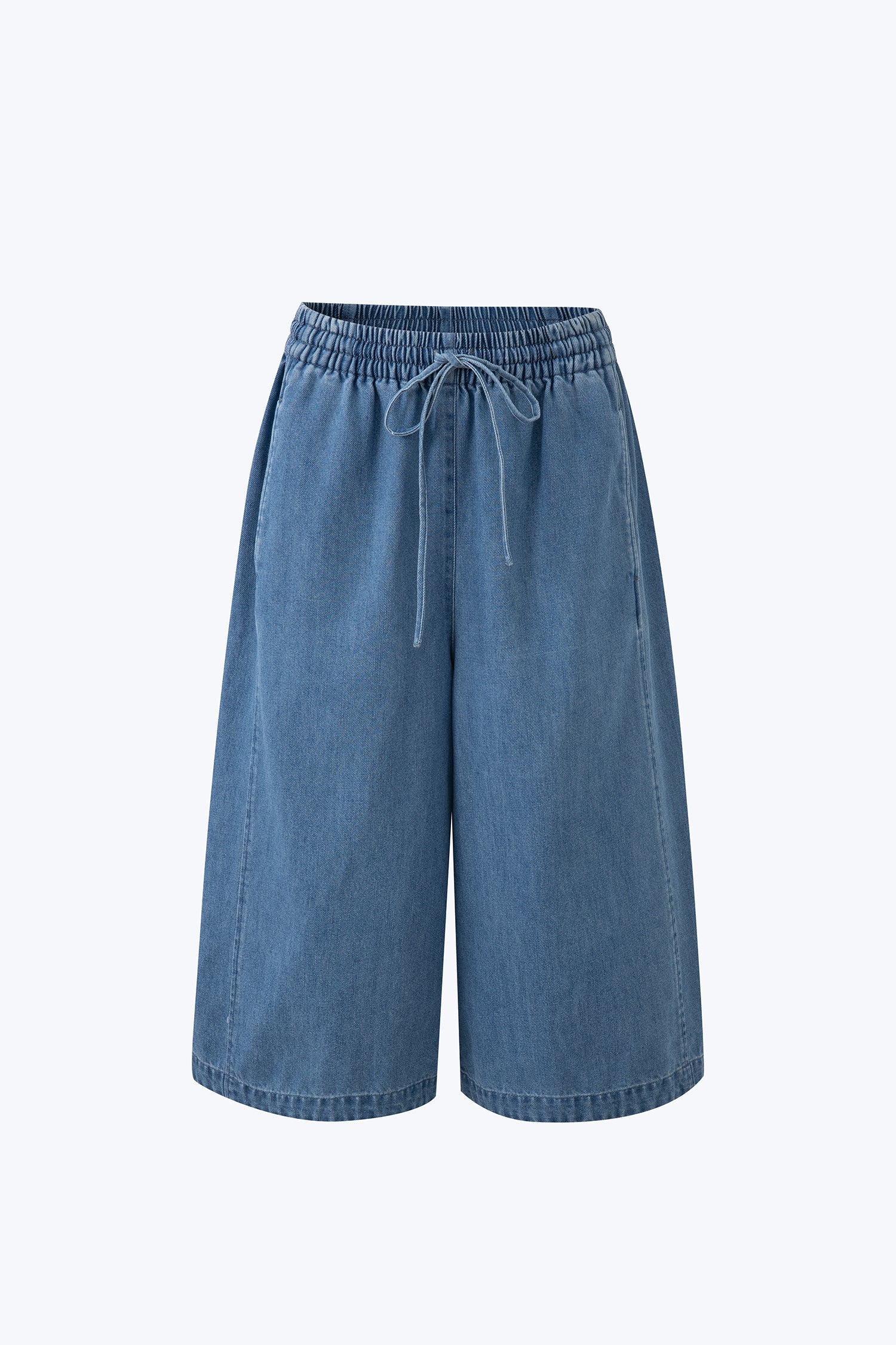 Denim Drawstring Culottes - Denim