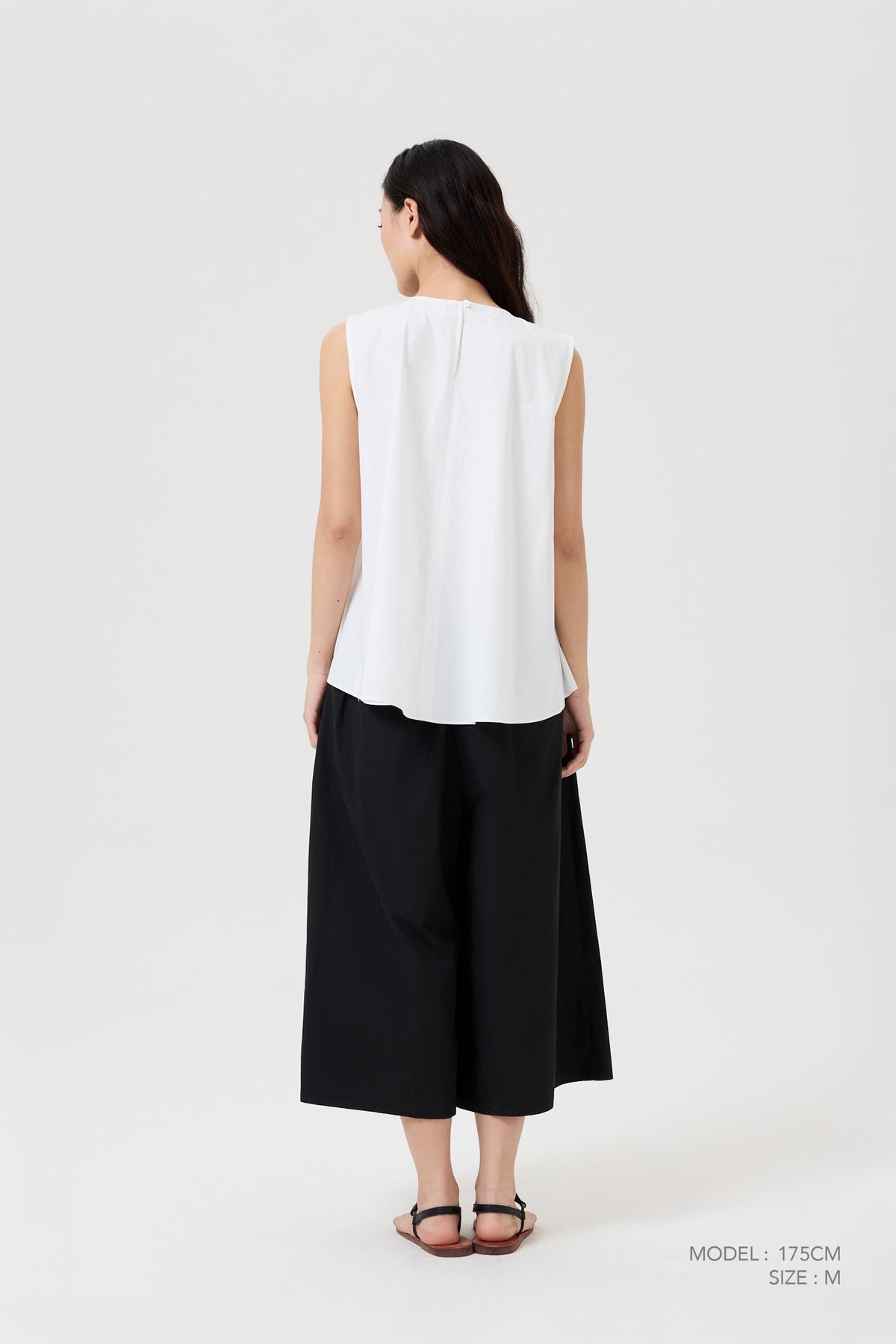 Elasticised Wide Leg Pants - Black