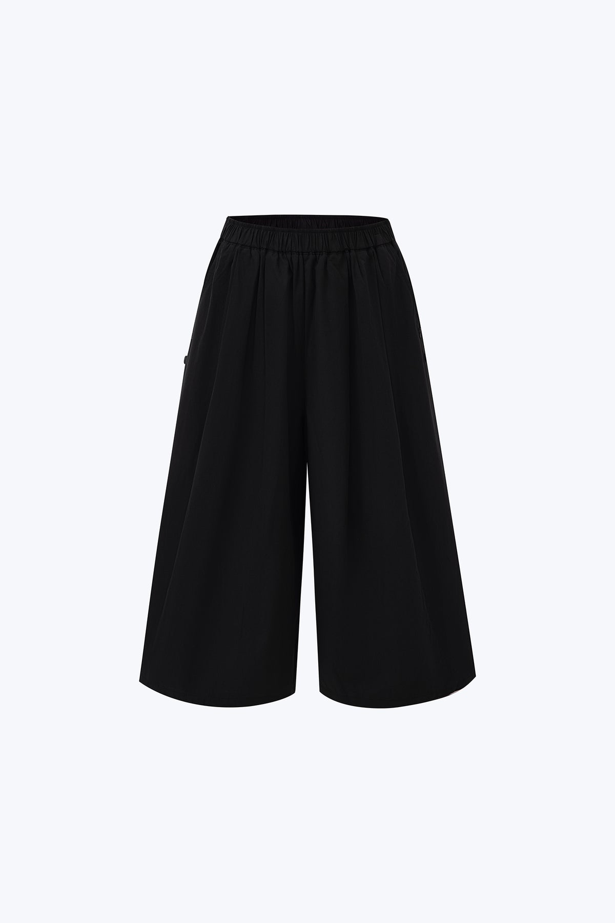 Elasticised Wide Leg Pants - Black
