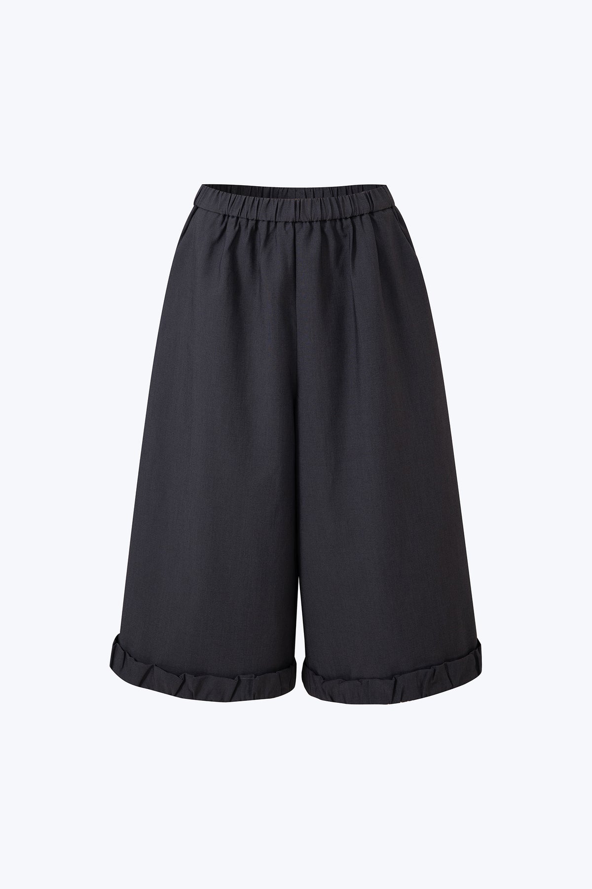 Gathered Ruffle Cuff Culottes - Dark Grey