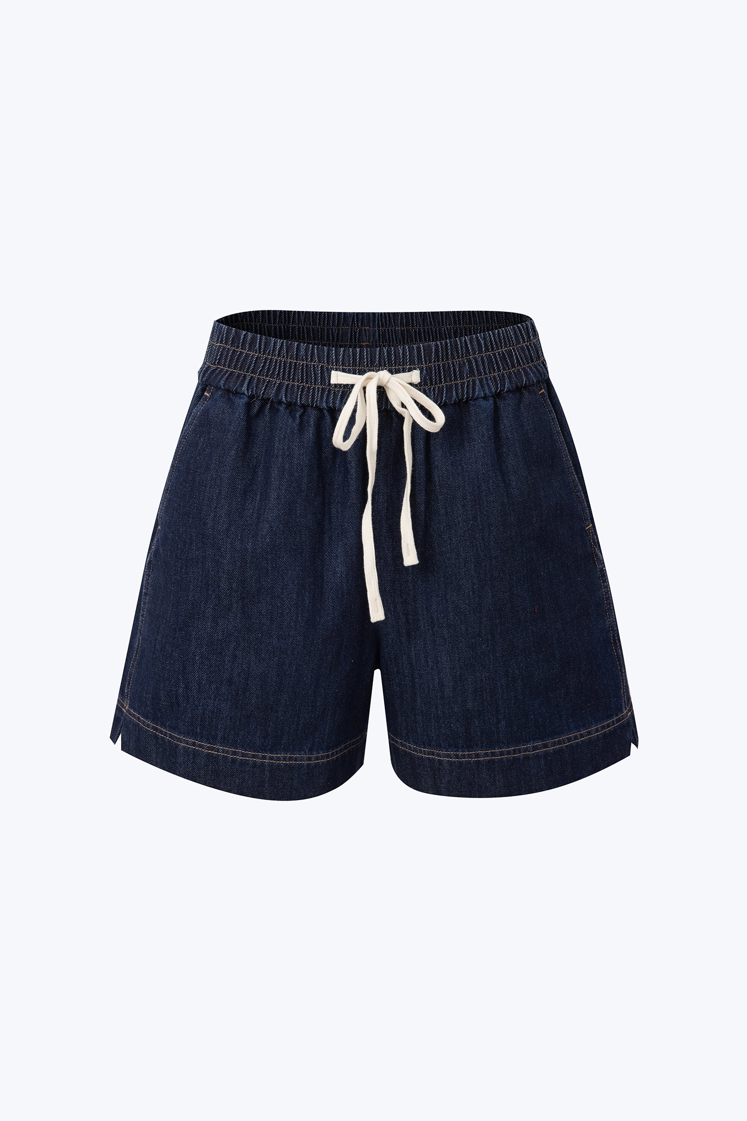 Denim Pull-Up Shorts - Dark Denim