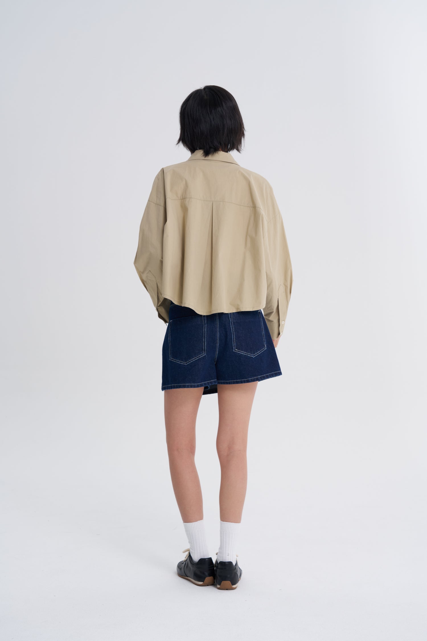 Denim Overlap Skorts - Dark Denim