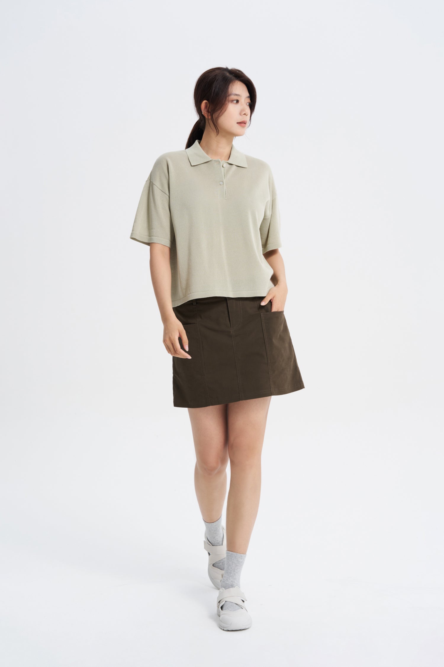 Gathered Skorts - Brown