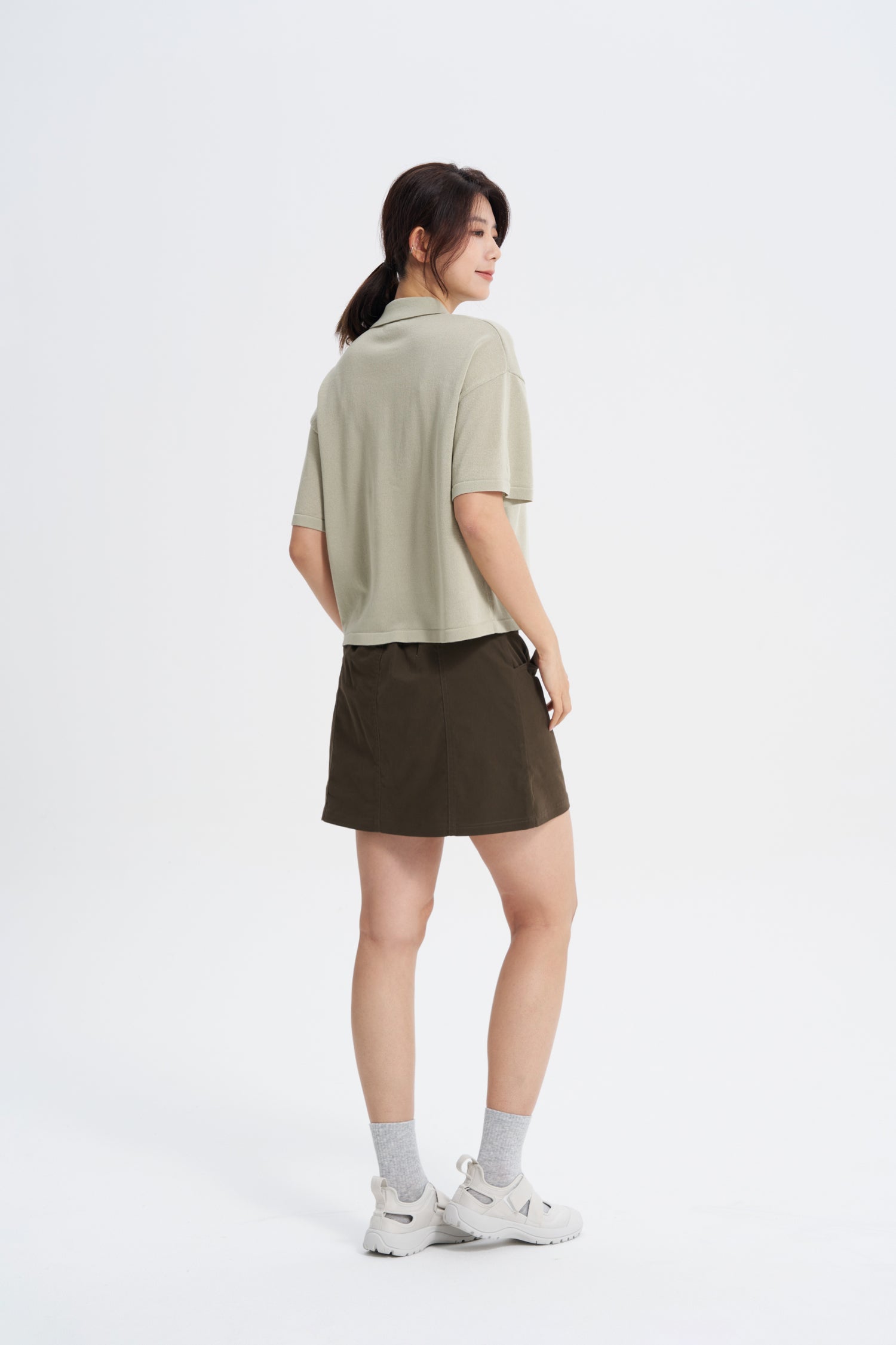 Gathered Skorts - Brown