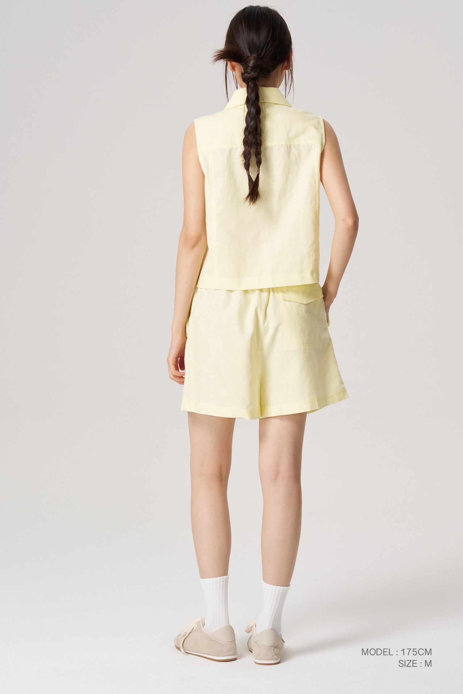 Belted Shorts - Pale Yellow