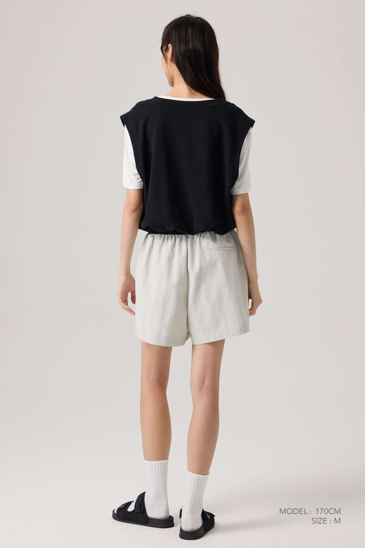 Elasticised Waistband Shorts - Light Grey