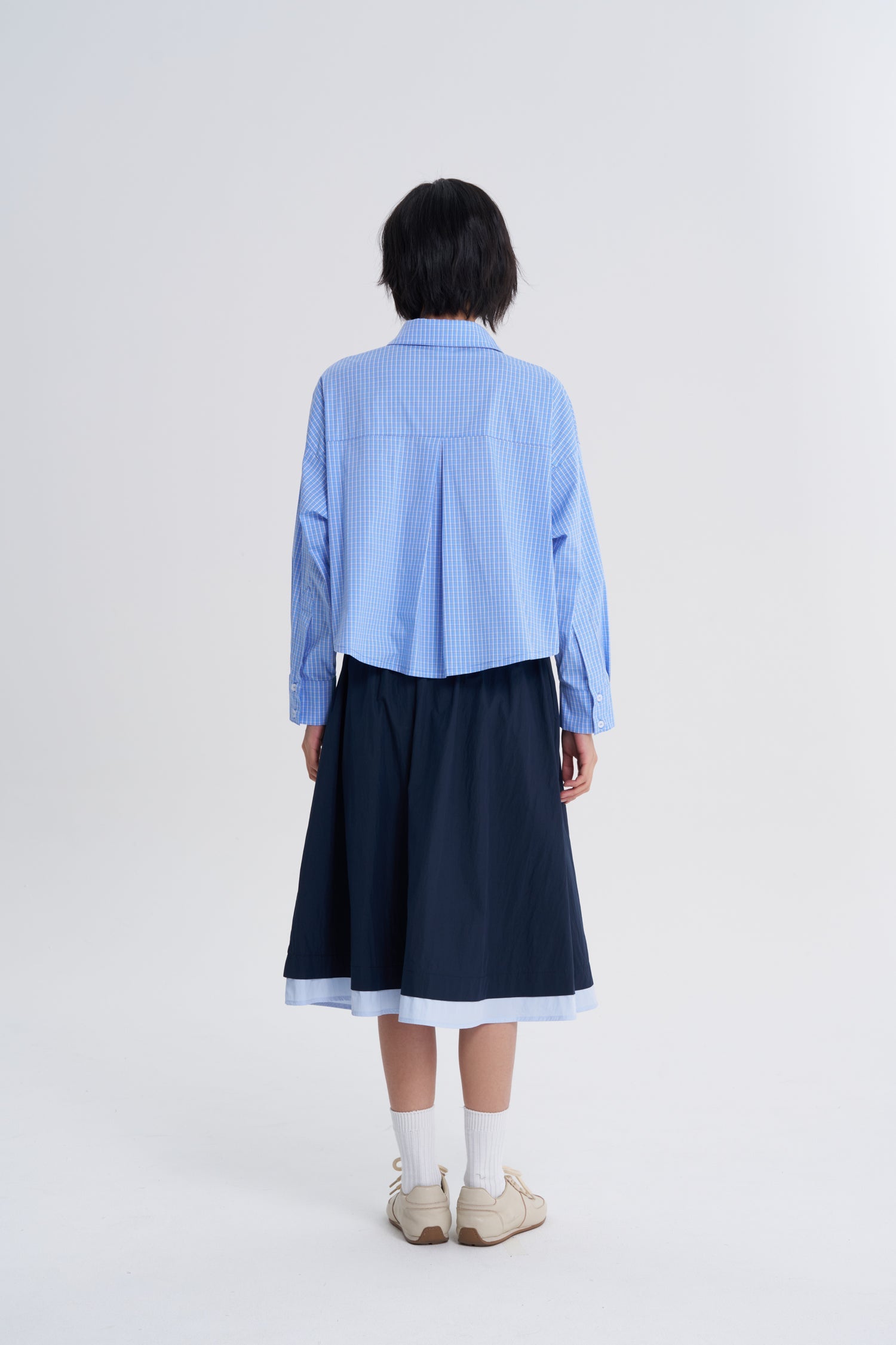 Colourblock Drawcord Skirt - Navy