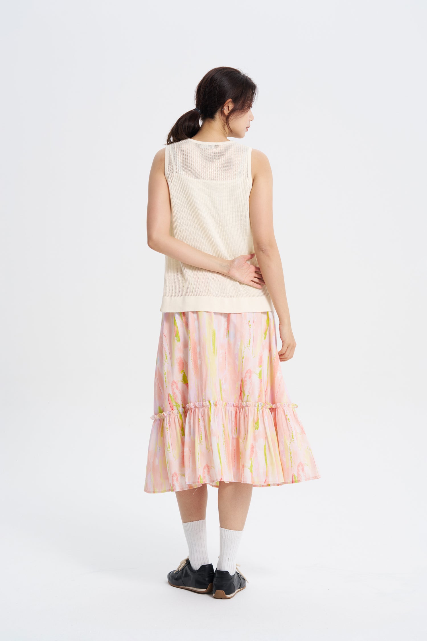 Watercolour Ruffle Skirt - Watercolour Blush