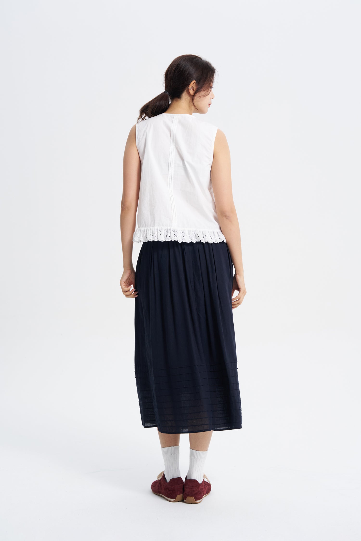 Pintuck Skirt - Navy