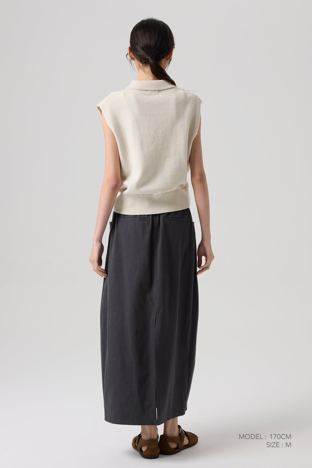 Pleated Cocoon Skirt - Charcoal