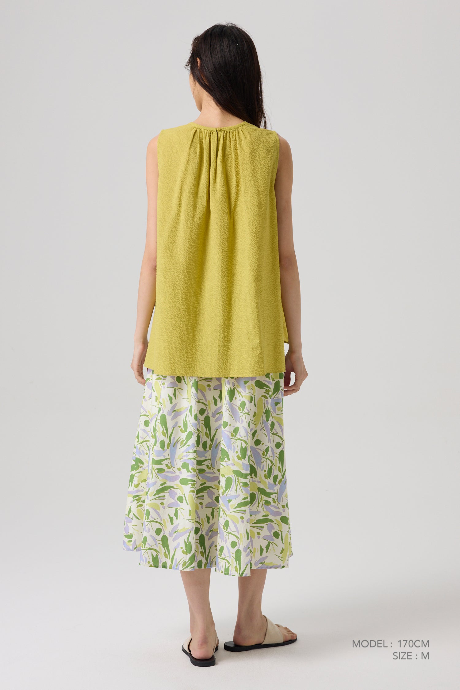 Ruche Waistband Skirt - Lime Floral
