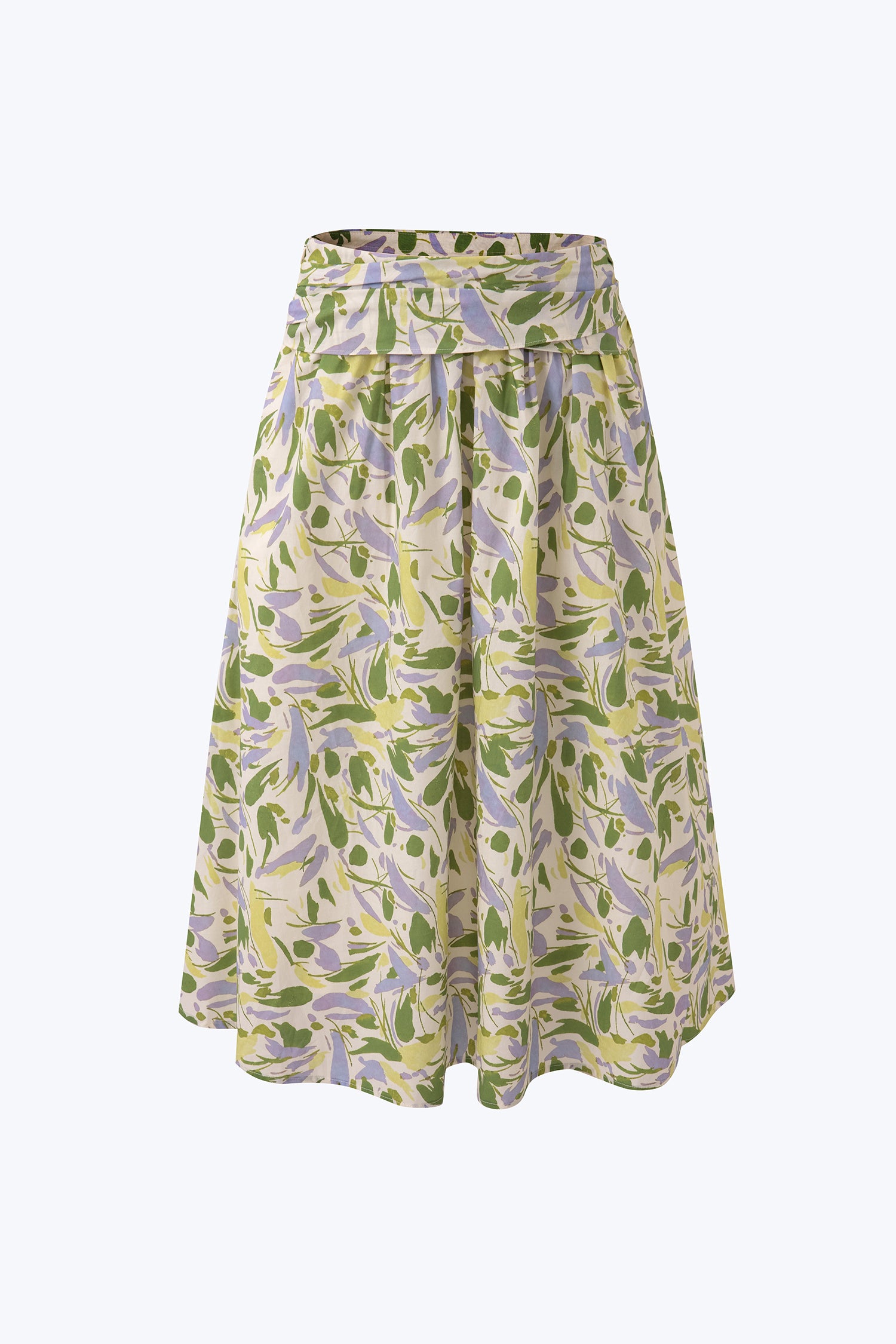 Ruche Waistband Skirt - Lime Floral