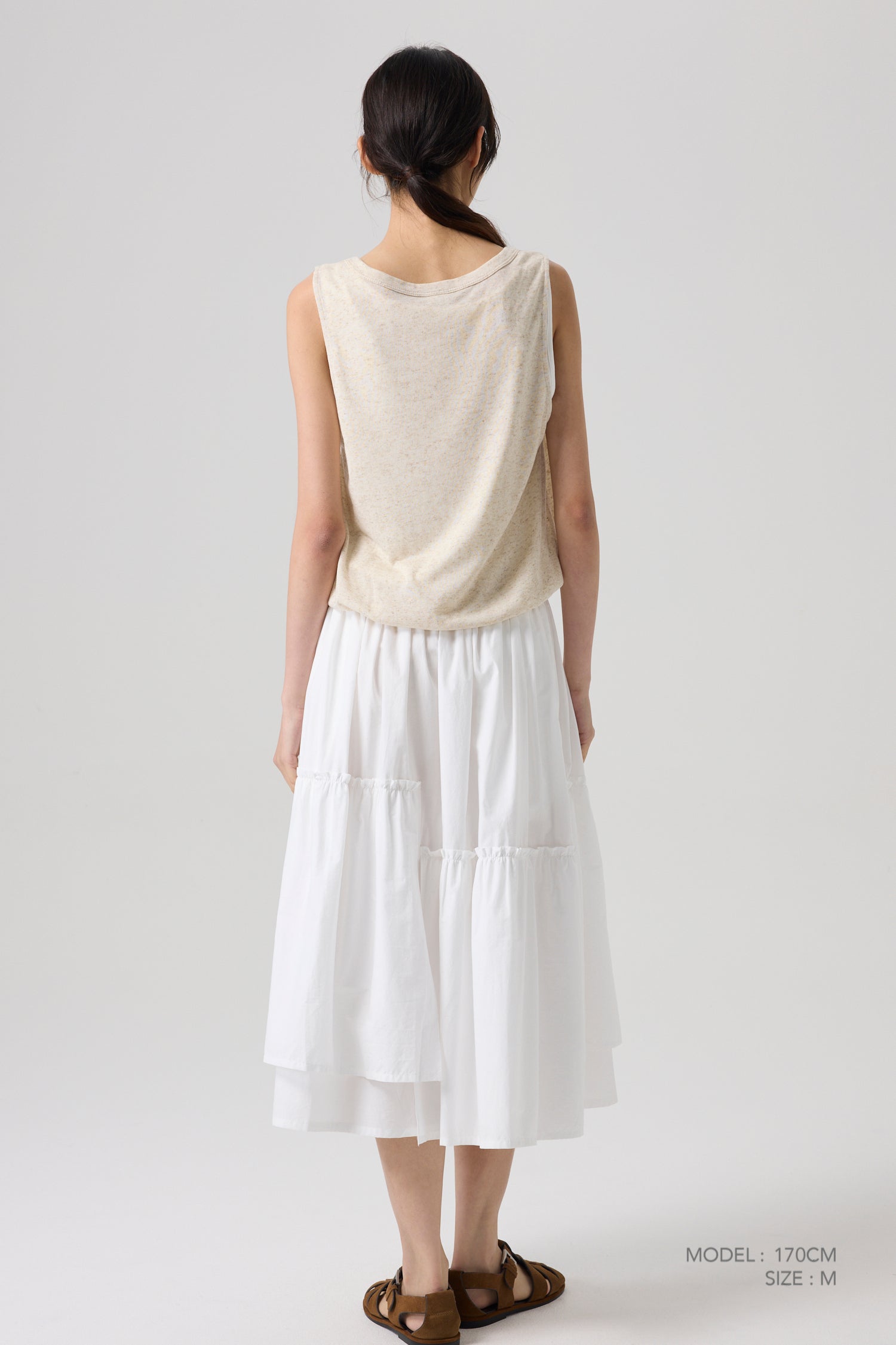 Asymmetric Ruffle Skirt - Cream