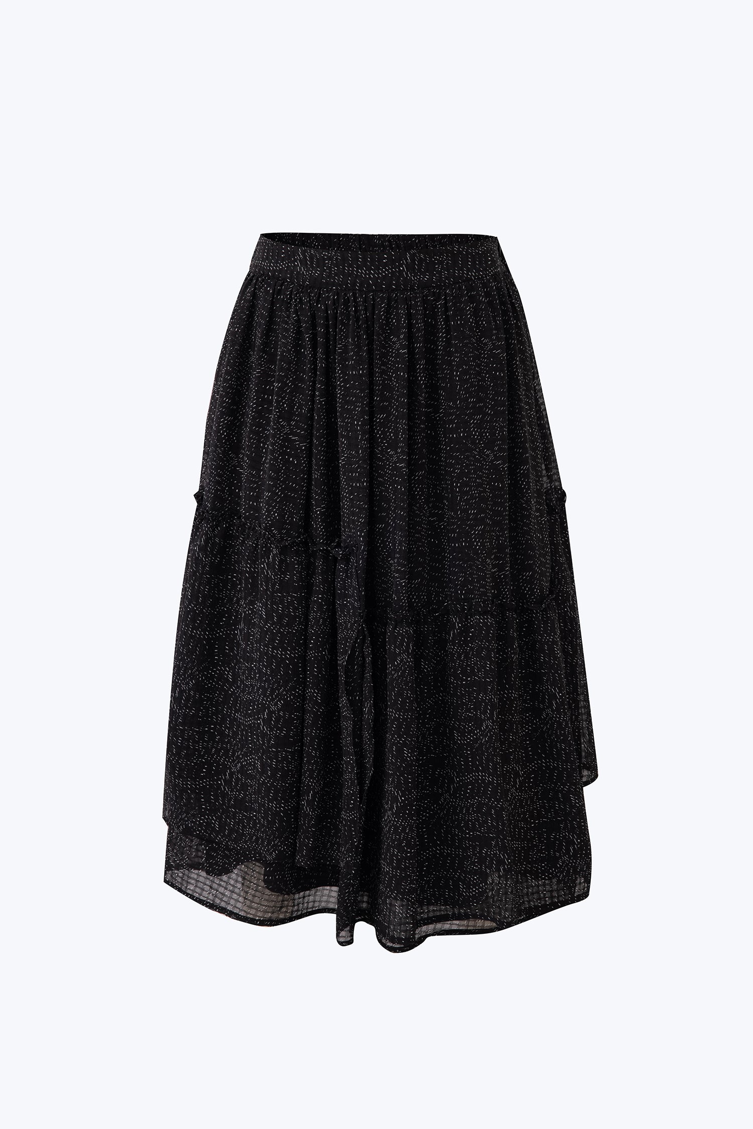 Asymmetric Ruffle Skirt - Black Specks