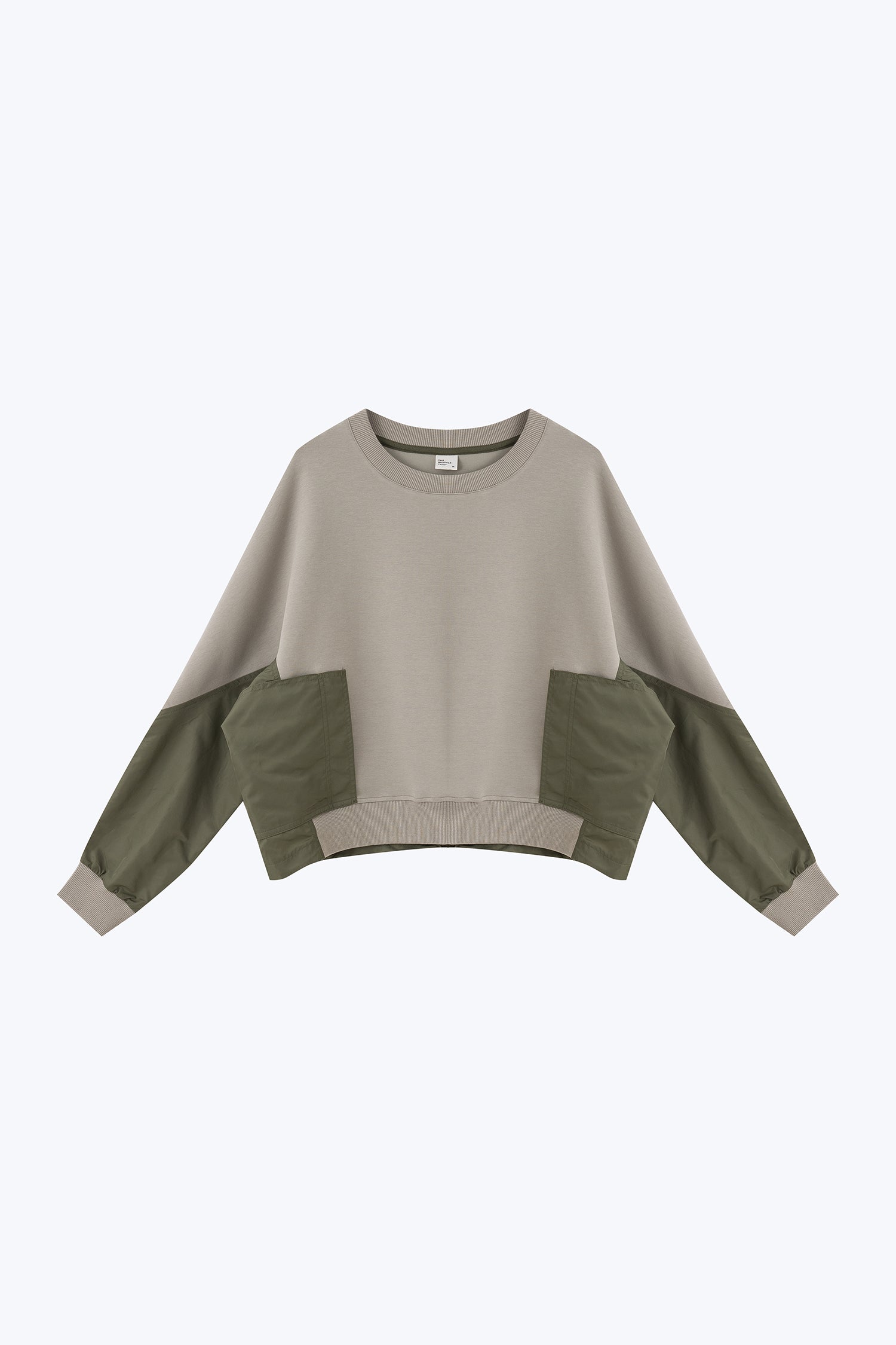 Contrast Fabric Sweater - Sage