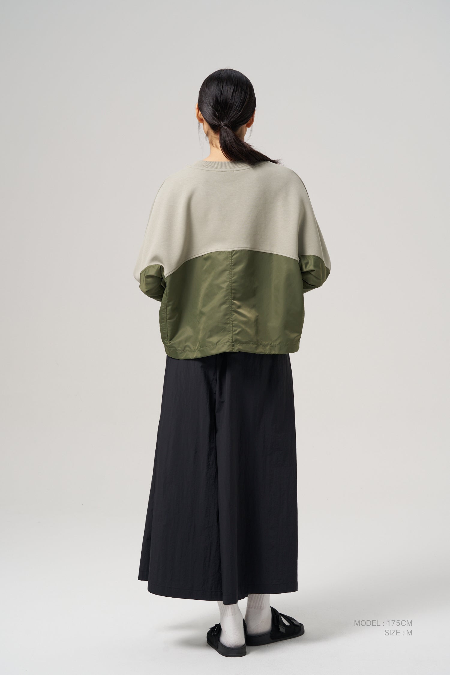 Contrast Fabric Sweater - Sage