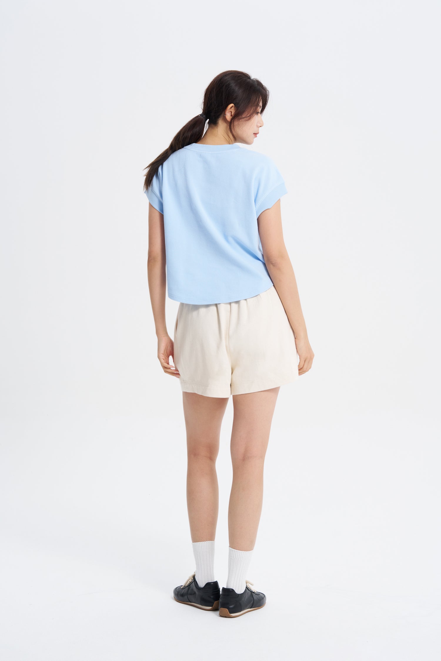 Ribbed Cuff Tee - Sky Blue