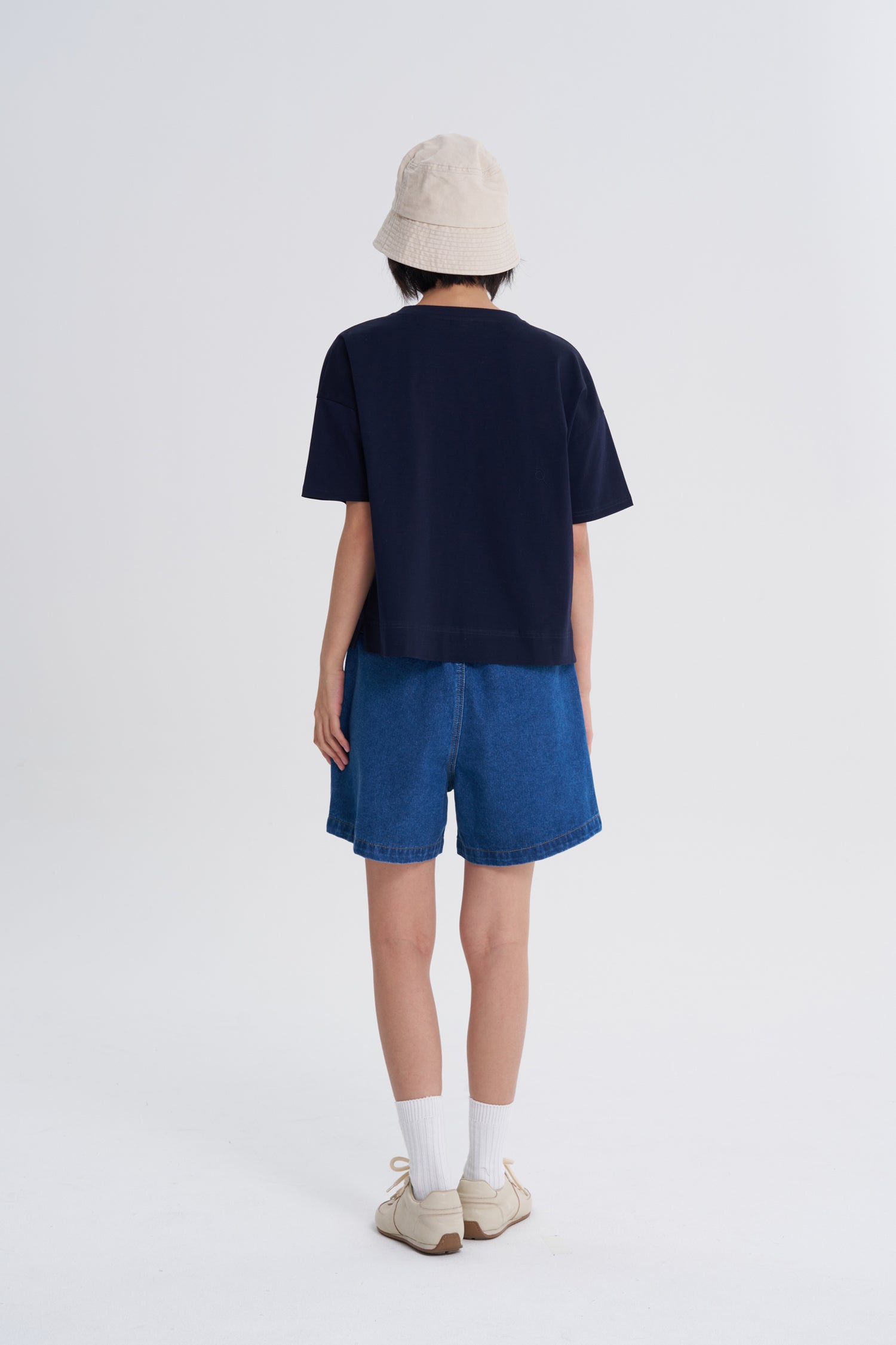 Striped Patch Pocket Tee - Navy
