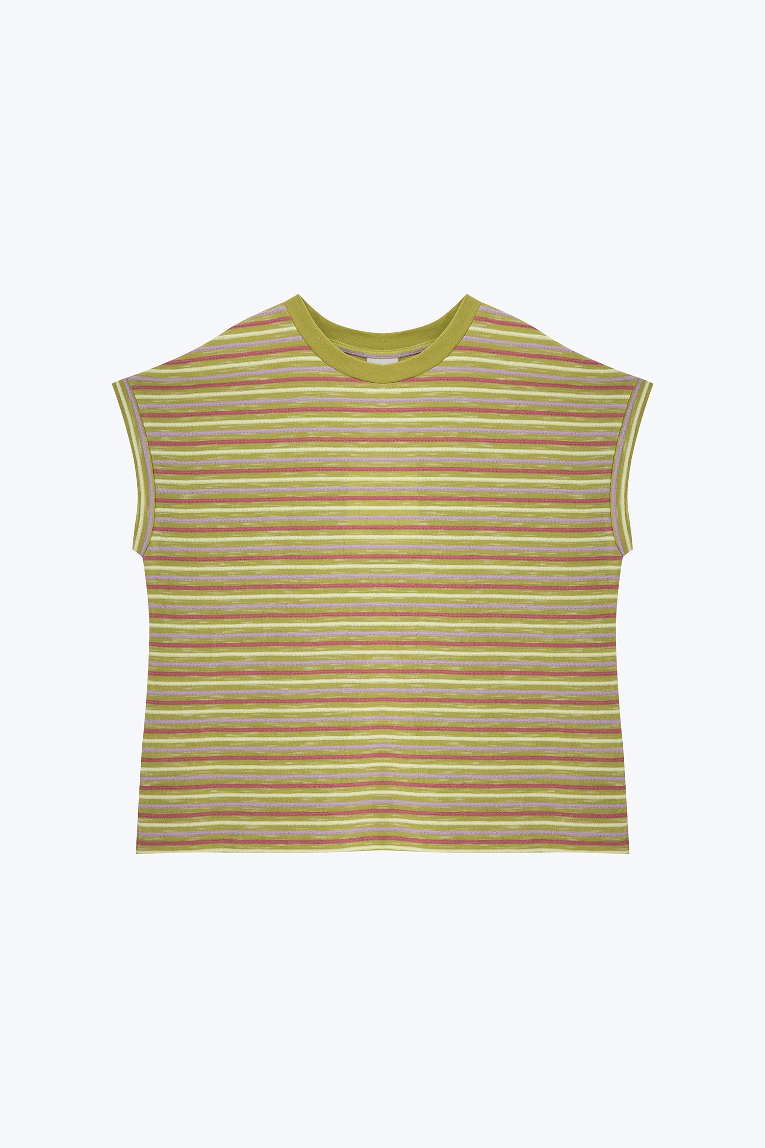 Striped Cap Sleeve Tee - Stripes Lime