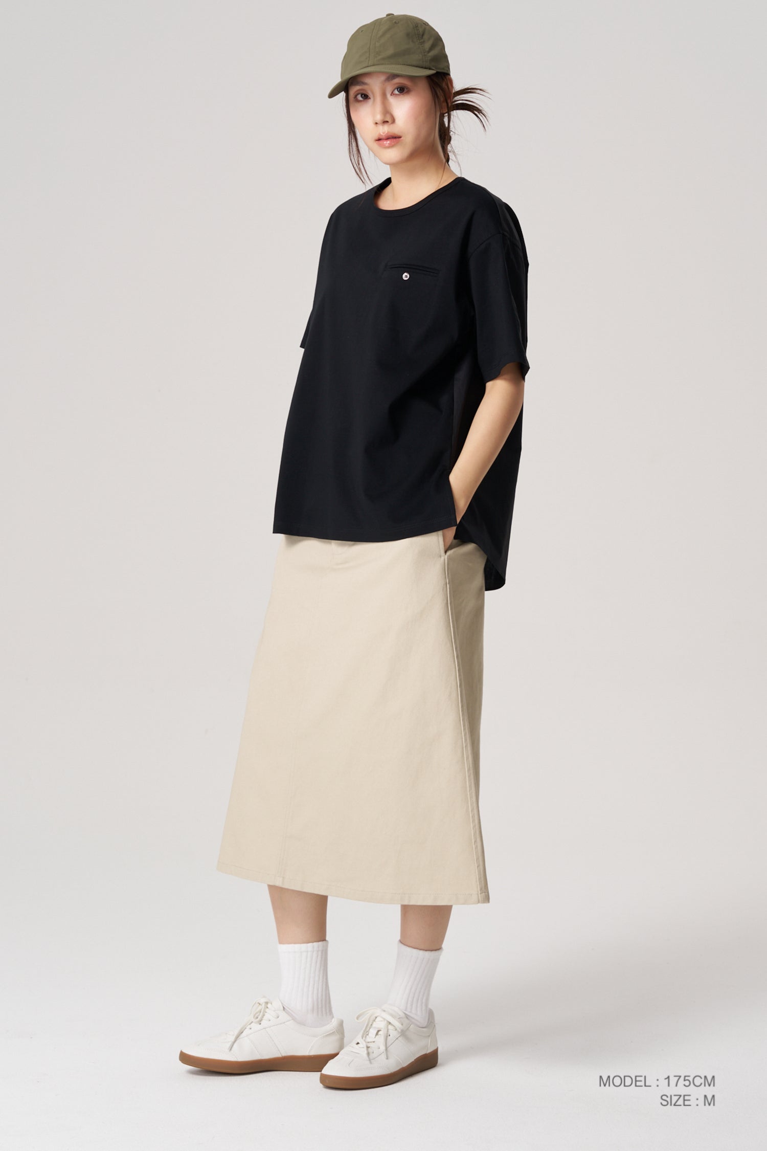 Contrast Fabric Tee - Black