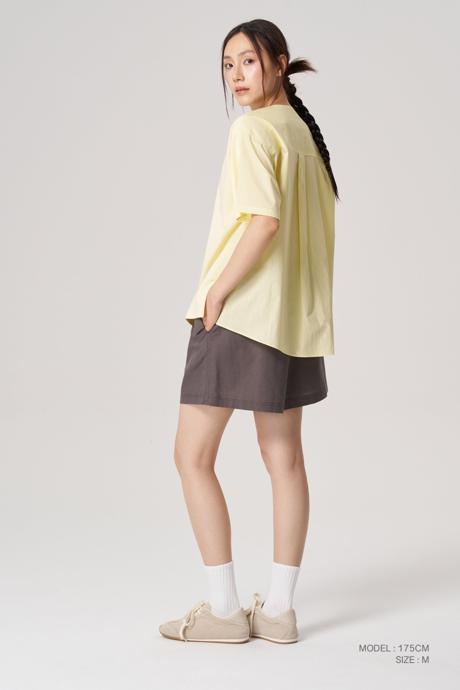 Contrast Fabric Tee - Pale Yellow
