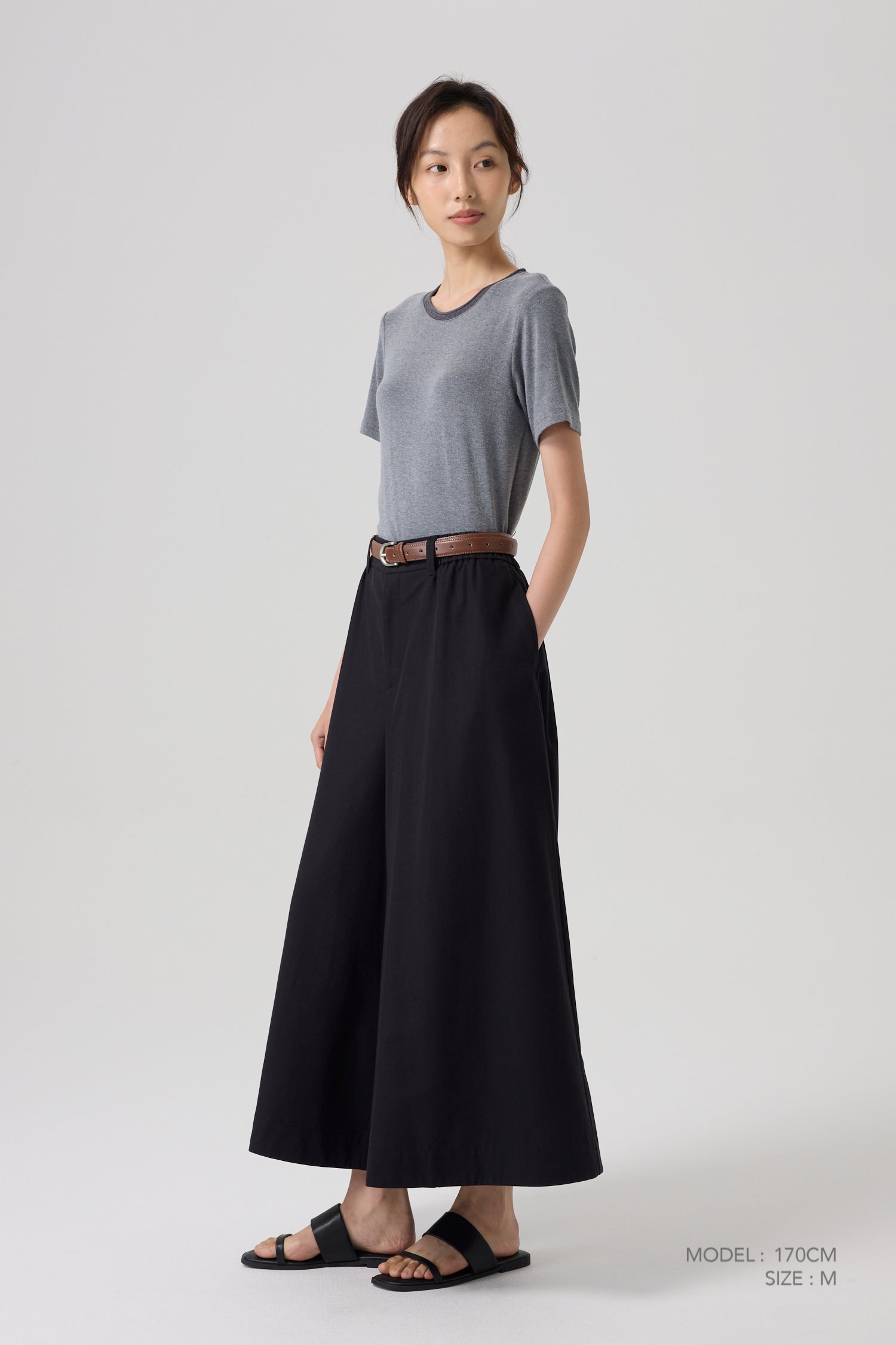 Rolled Collar Tee - Melange Grey