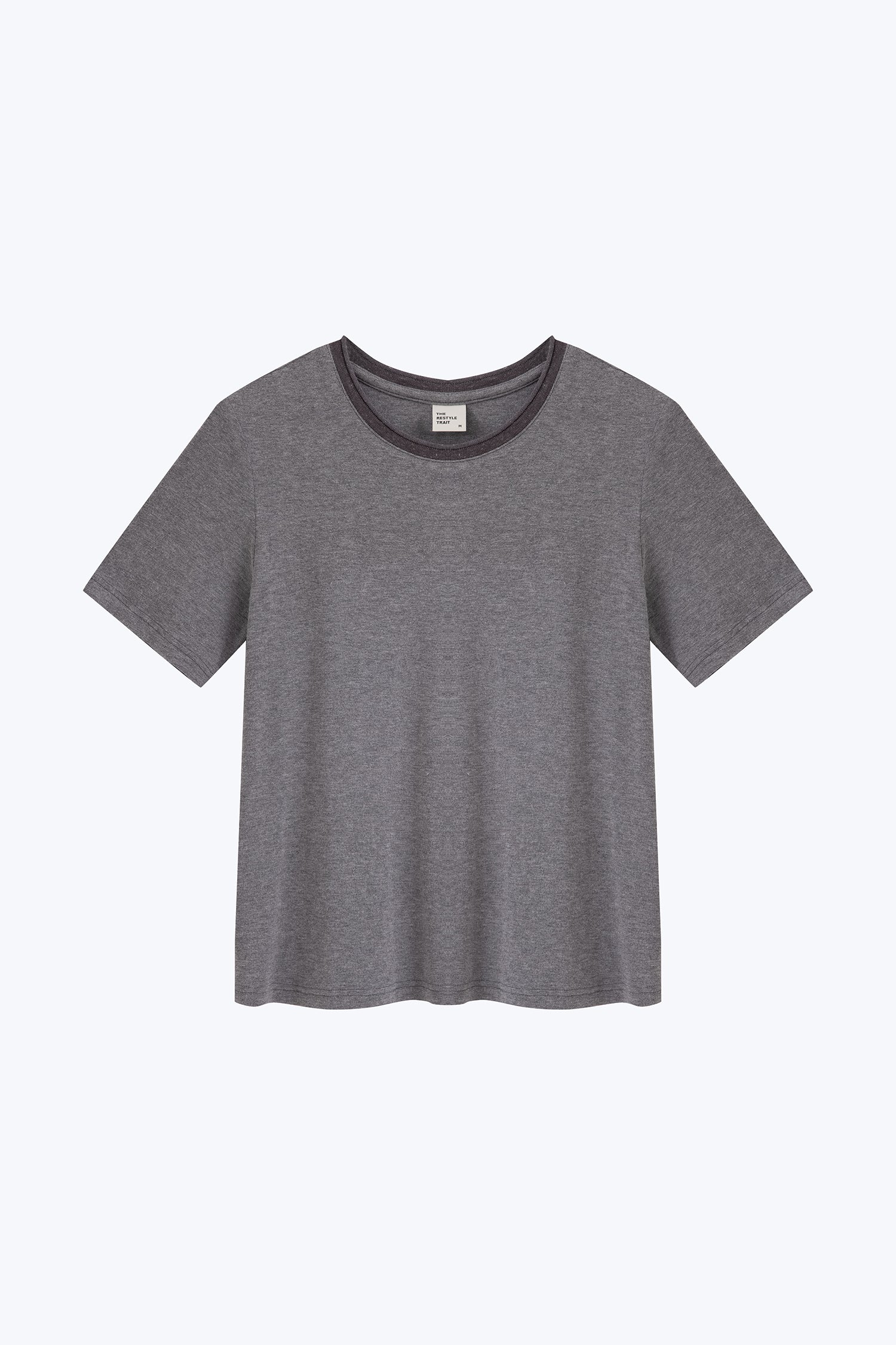 Rolled Collar Tee - Melange Grey