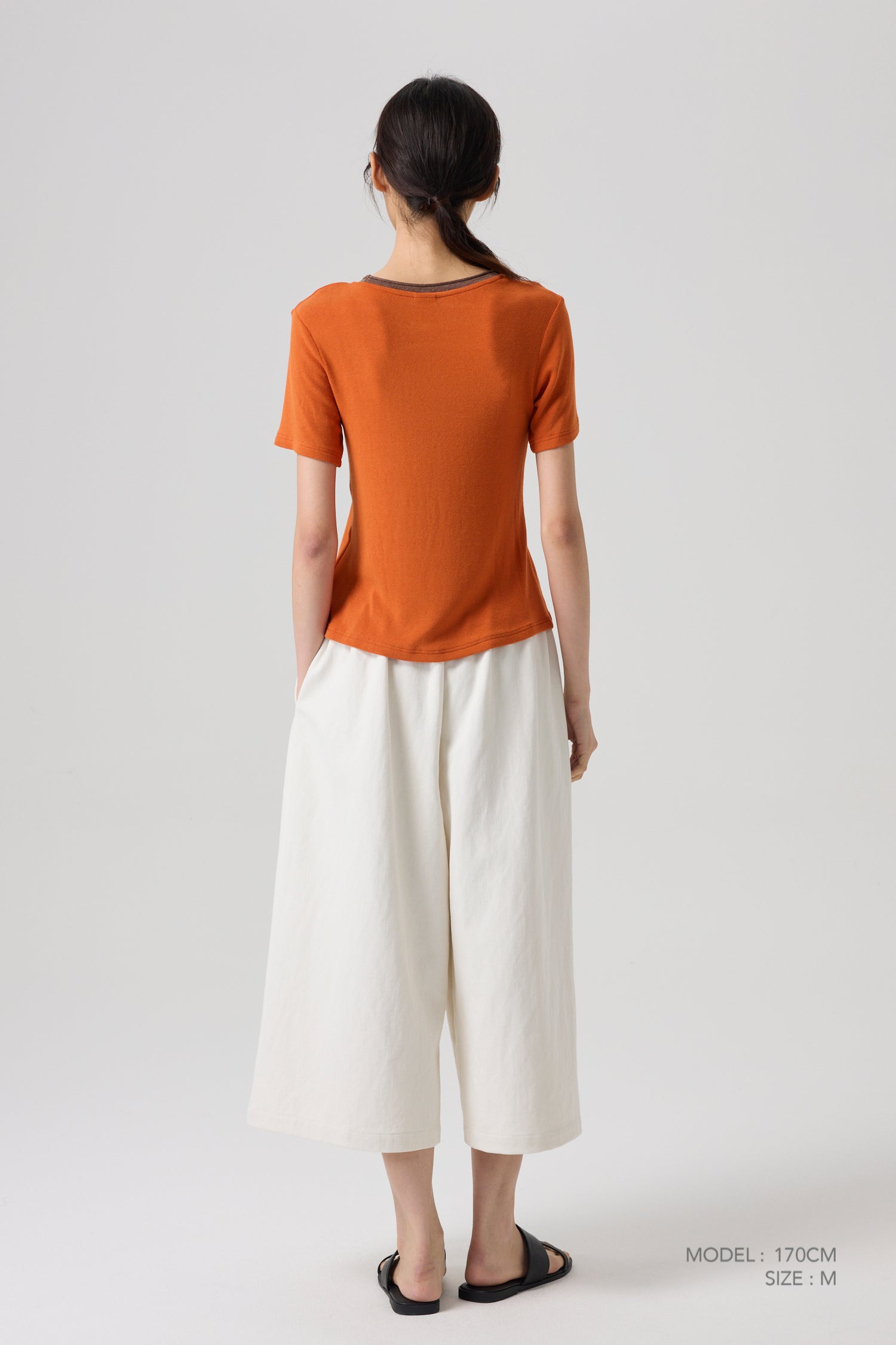 Rolled Collar Tee - Orange