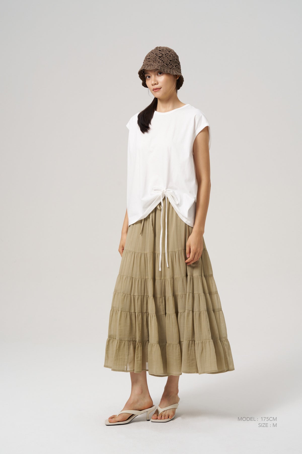 Scrunched Ribbon Tee - Cream